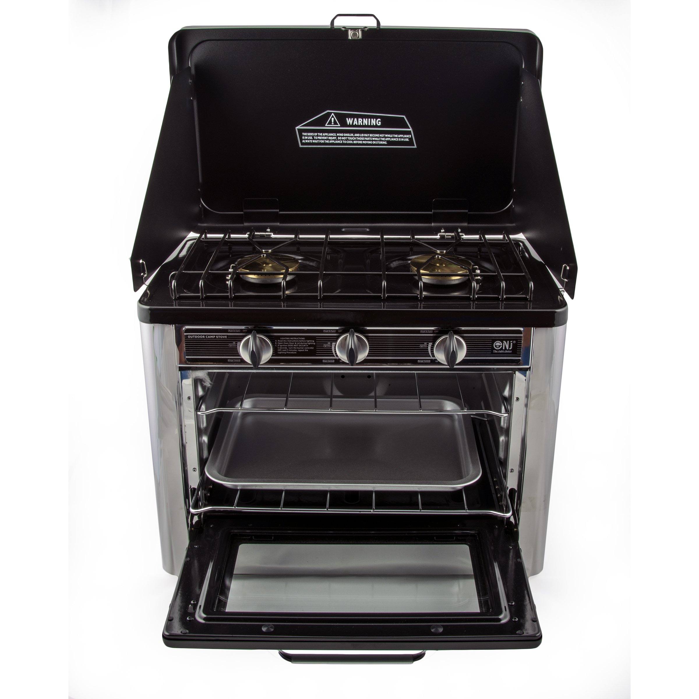 CO-01 Black 2-in-1 Gas Stove and Oven with Automatic Piezo for Outdoor Cooking