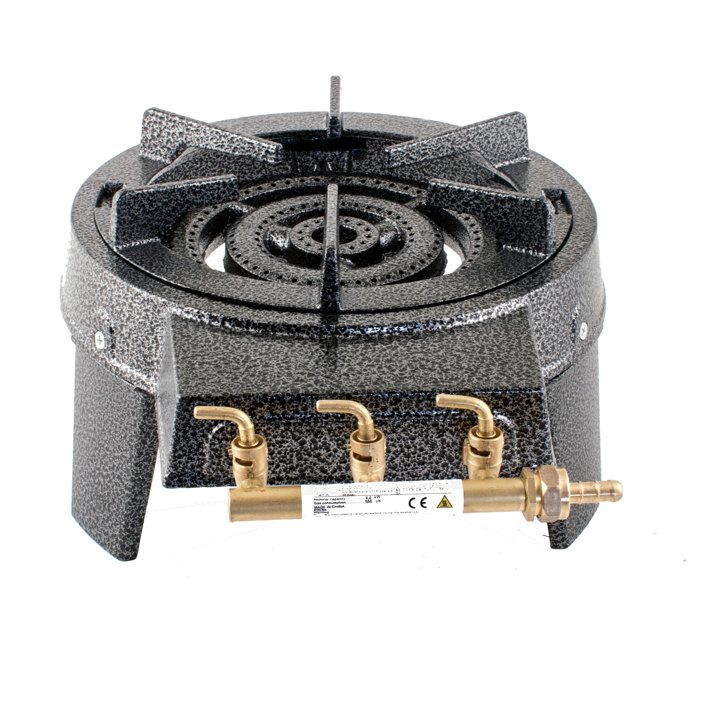 Cast iron gas boiling ring mounted in a solid cast iron frame