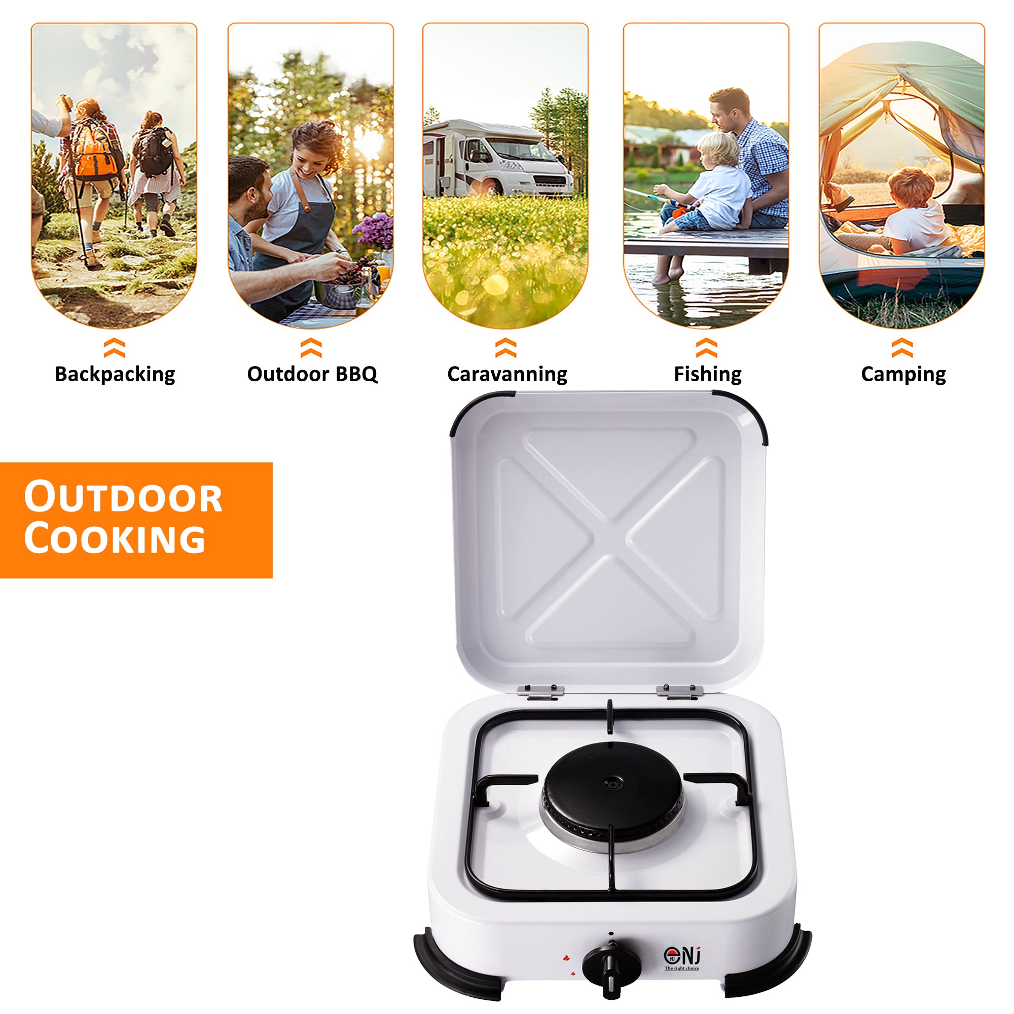 NJ-01 Lightweight Camping 1 Burner Gas Stove with Cover LPG Outdoor
