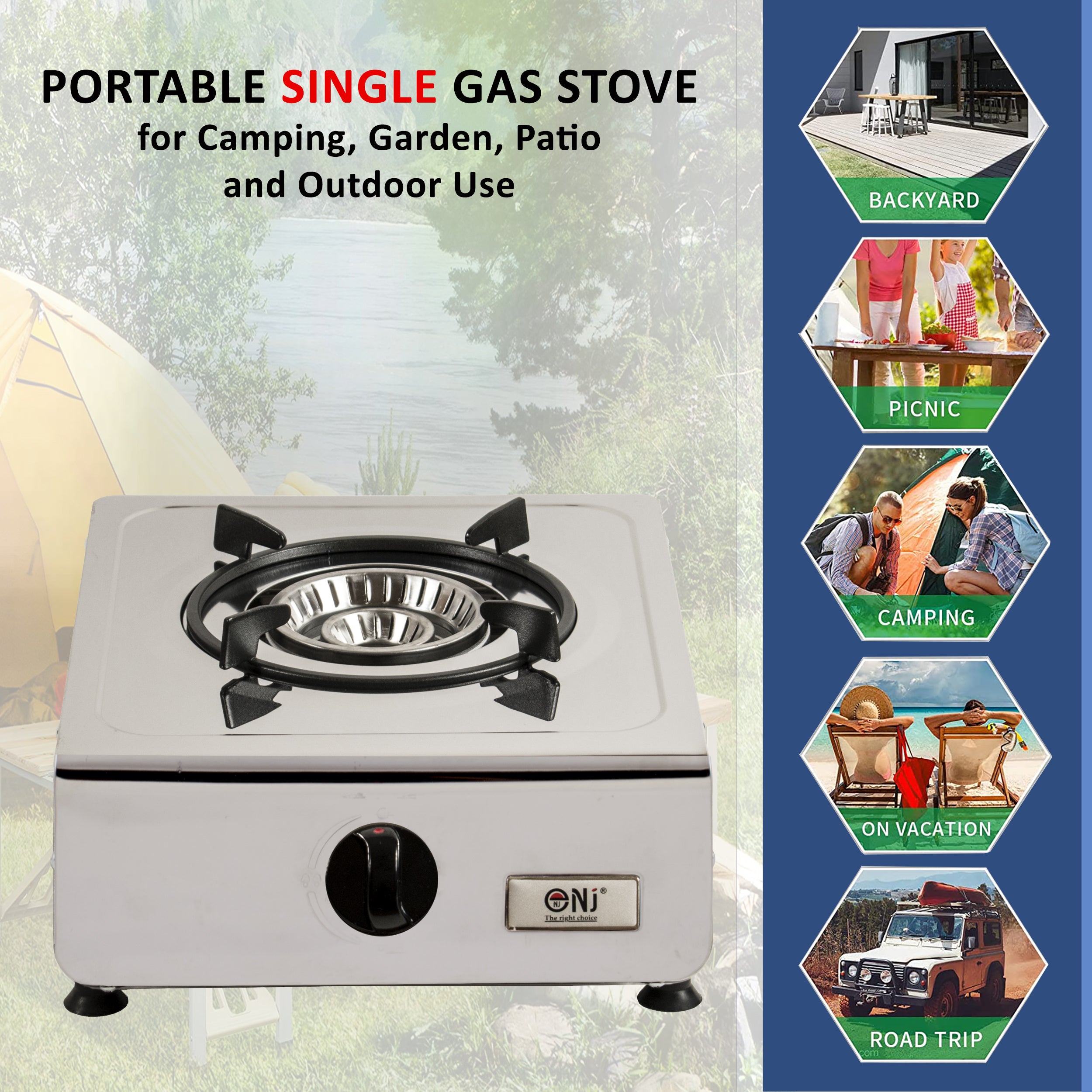 NJ-100 Gas Stove Single Burner Stainless Steel Outdoor Camping