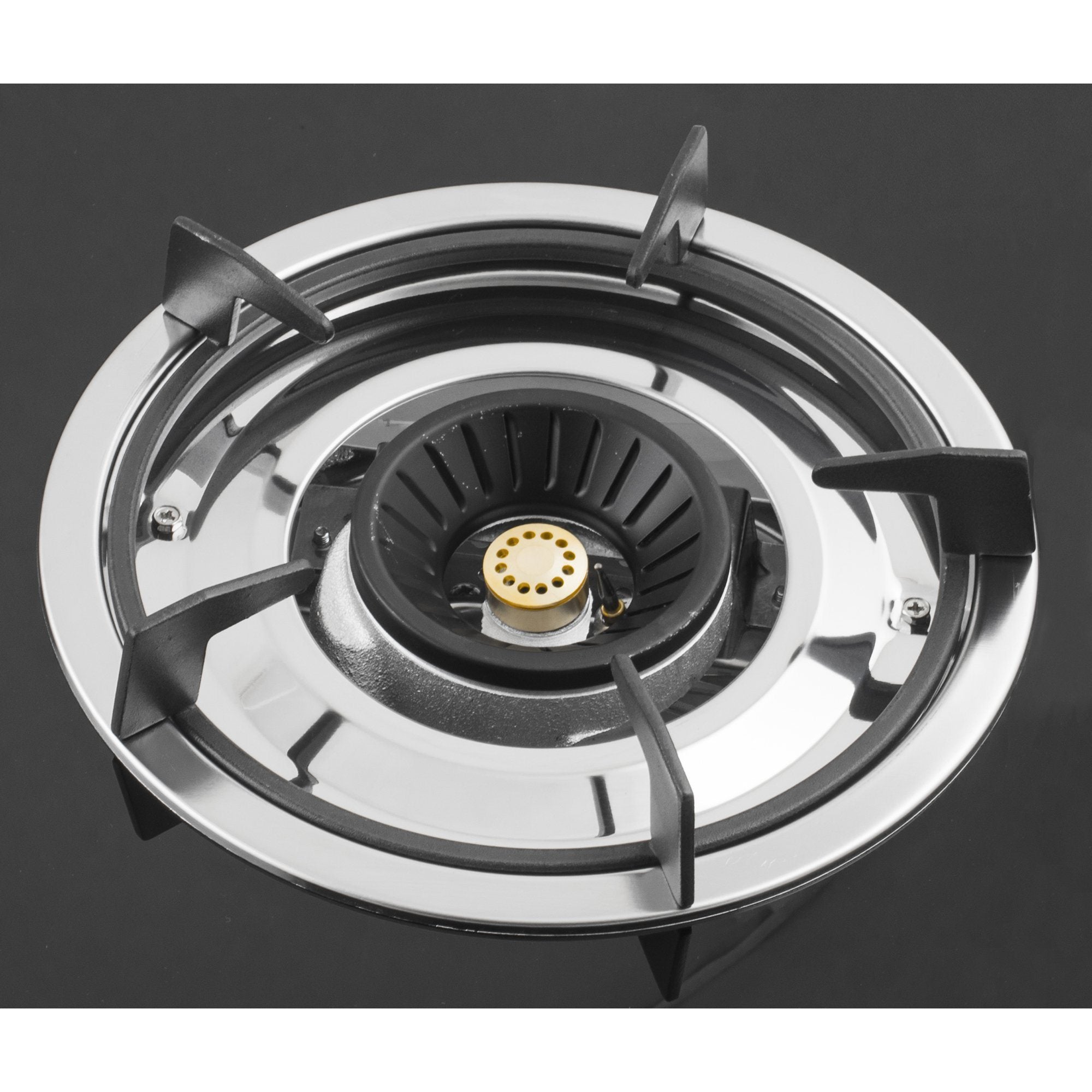 NJ NGB-S3 Black Glass 3 Burners Removable Cast Iron Pan Support