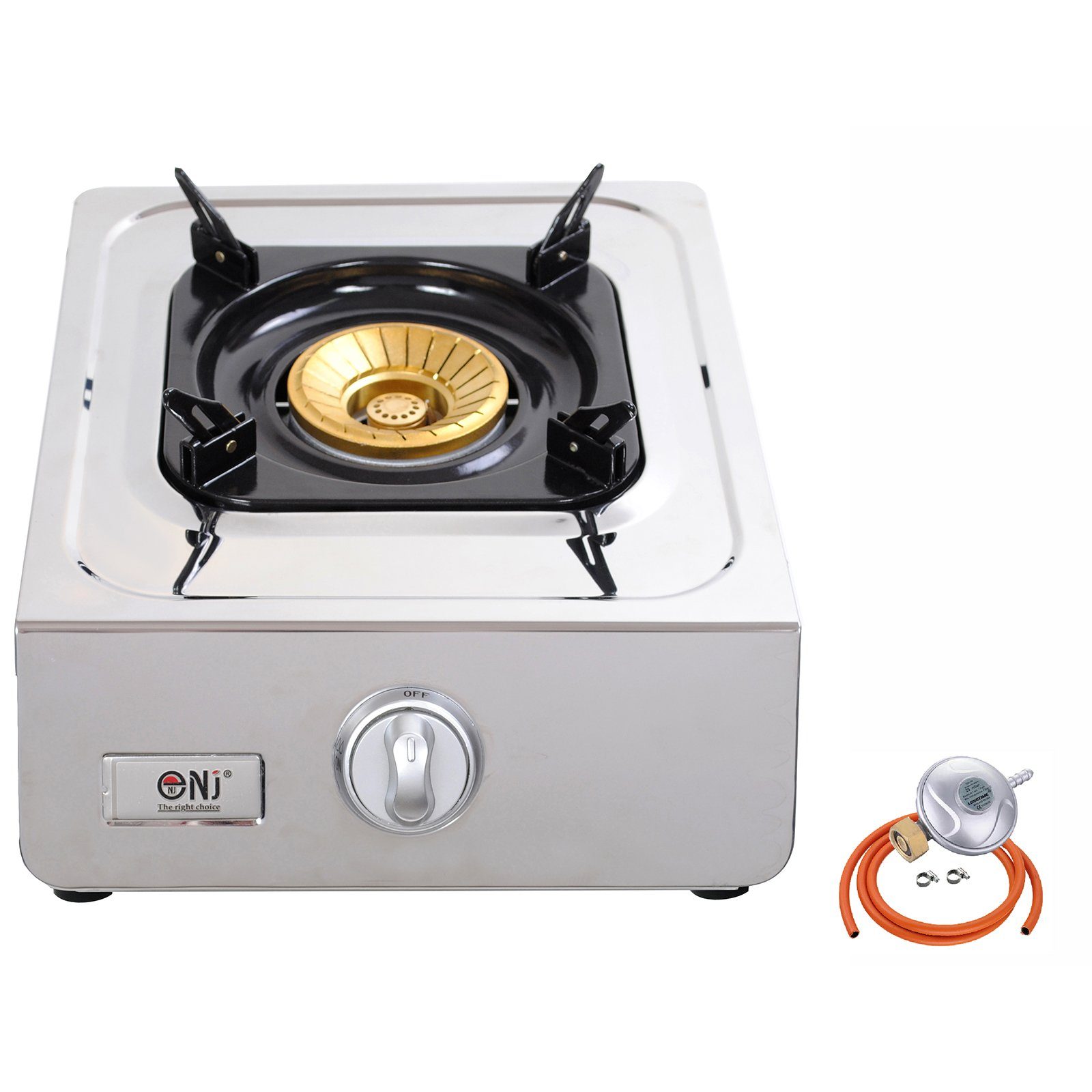 NJ NSD-11 Camping Gas Stove Single Burner Indoor Caravan with Butane Regulator Screw-on