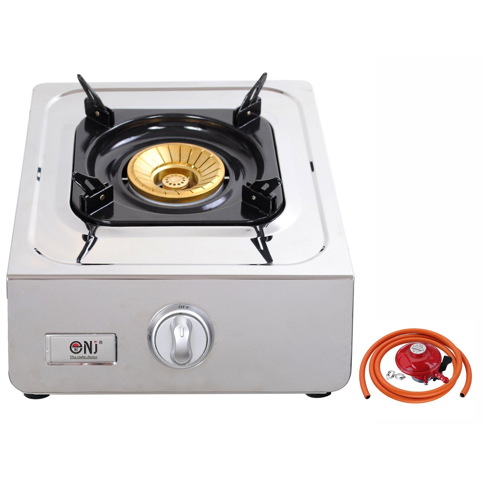 NJ NSD-11 Camping Gas Stove 1 Burner Indoor Caravan with Propane Regulator Clip-on