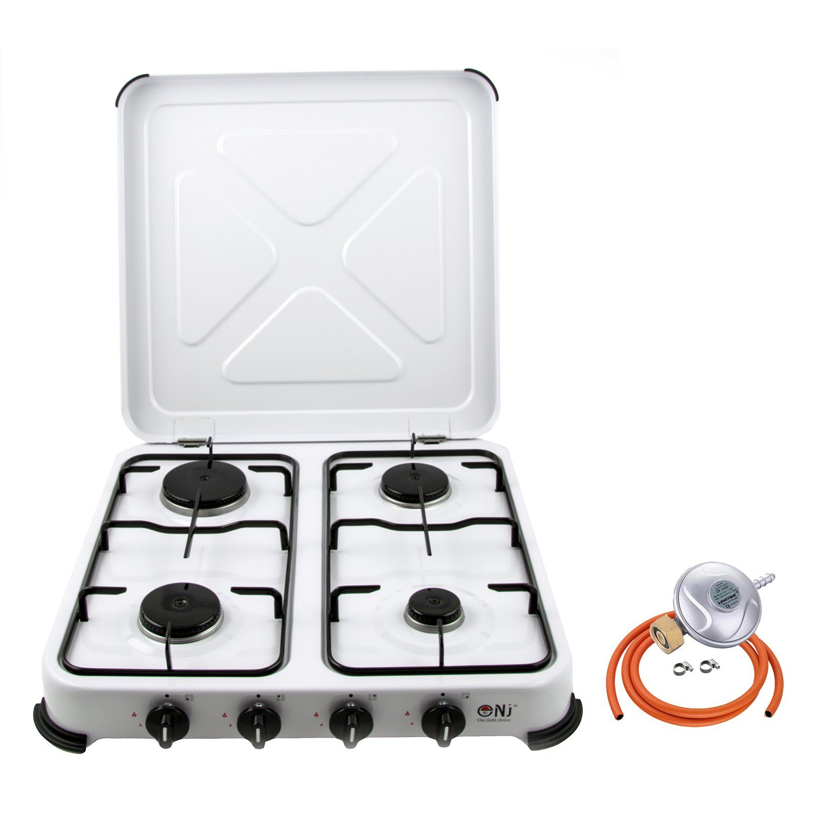 NJ-04 Gas Stove 4 Burners for Camping Outdoor with Butane Regulator Screw-on
