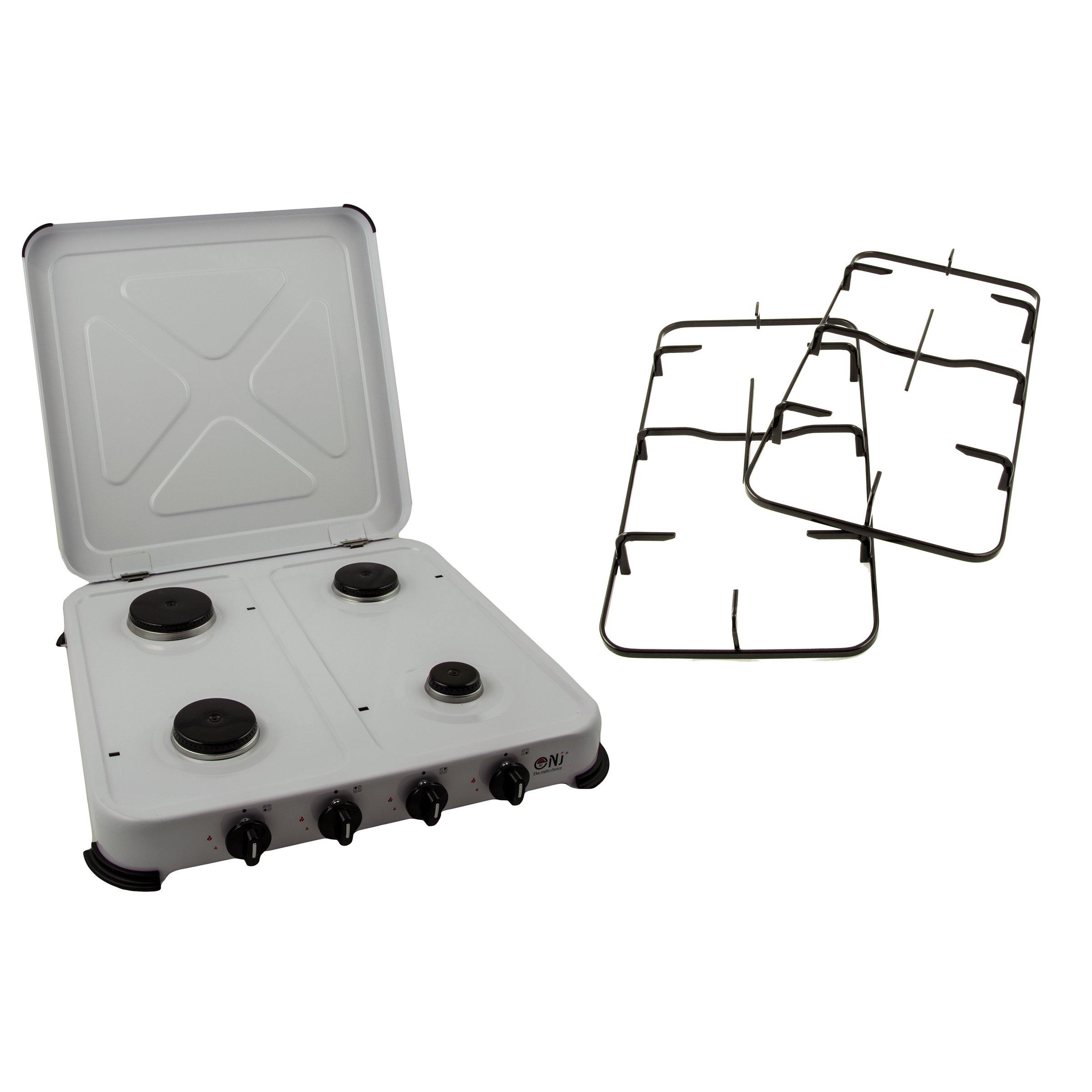 NJ-04 Camping Gas Hob 4 Burners for Outdoor use LPG with Enamel Lid