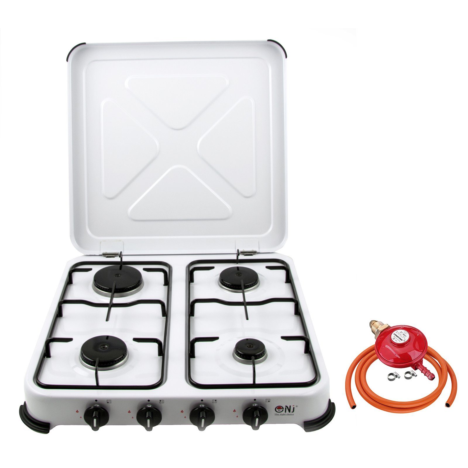 NJ-04 Gas Stove 4 Burners for Camping Outdoor with Propane Regulator Set