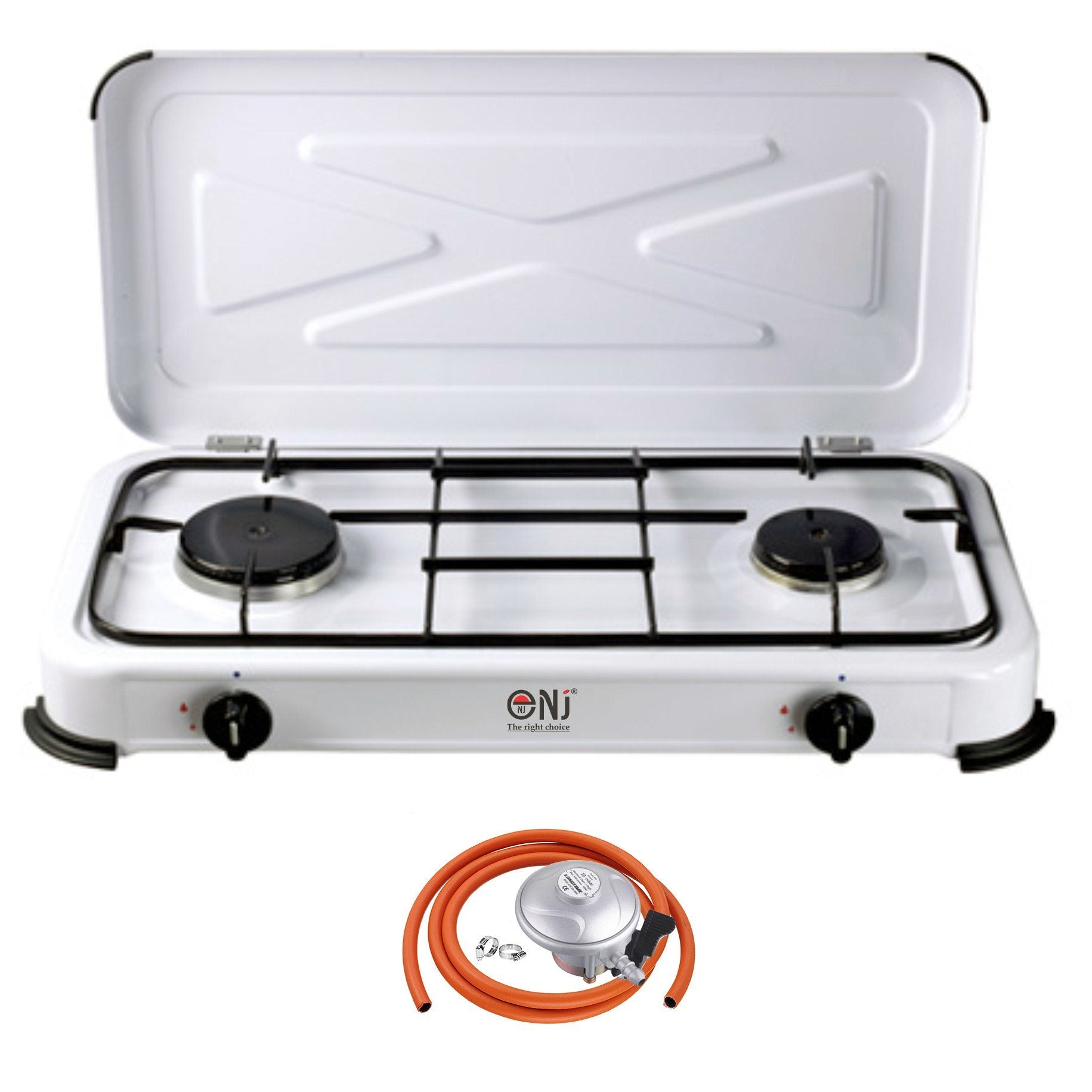 NJ-02 Camping 2 Burners Gas Cooktop with Butane Regulator Set