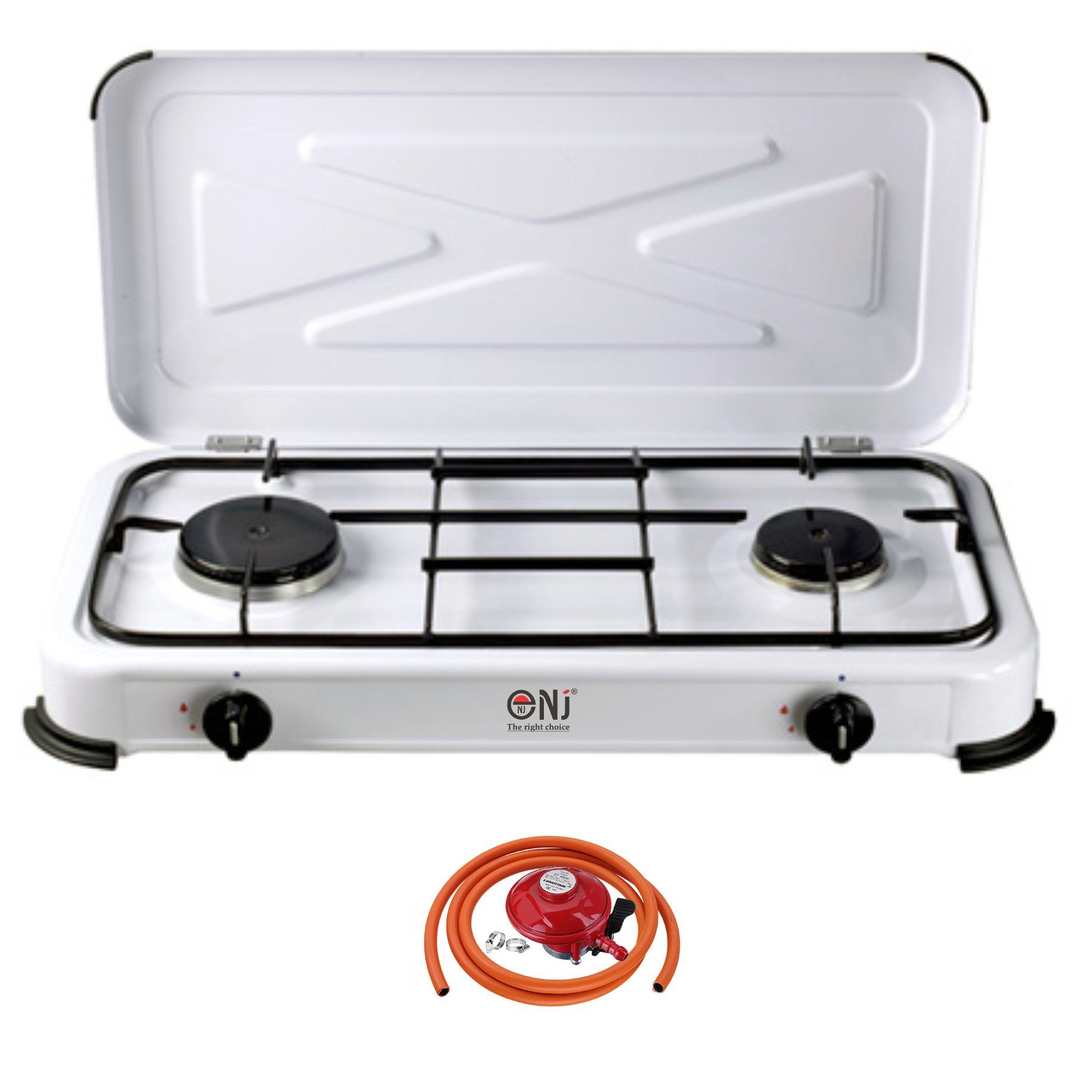 NJ-02 Camping 2 Burners Gas Cooker with Propane Regulator Set