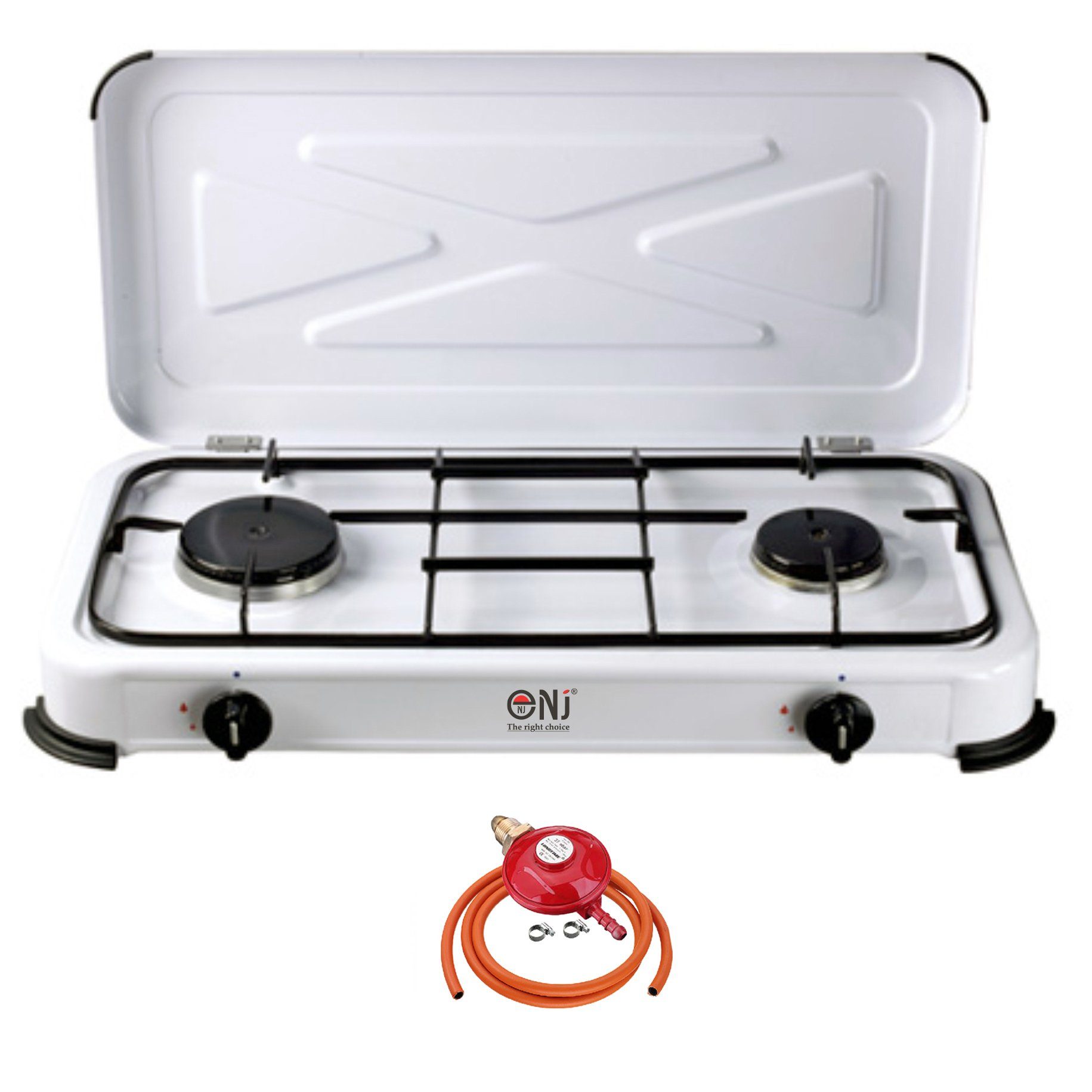 NJ-02 Camping 2 Burners Gas Cooker with Propane Regulator Set