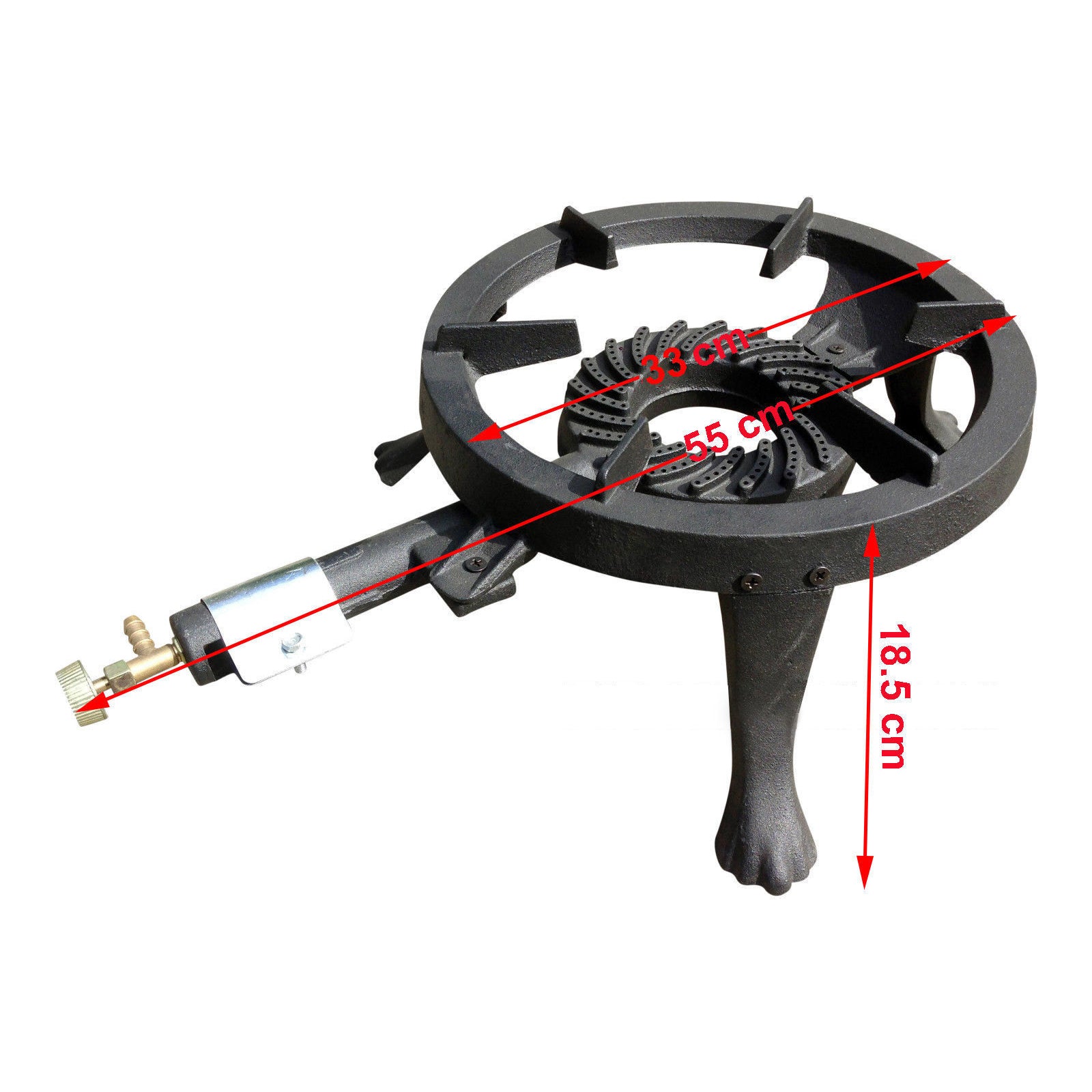 NJ GB-24 cast iron gas boiling ring mounted in a solid cast iron frame