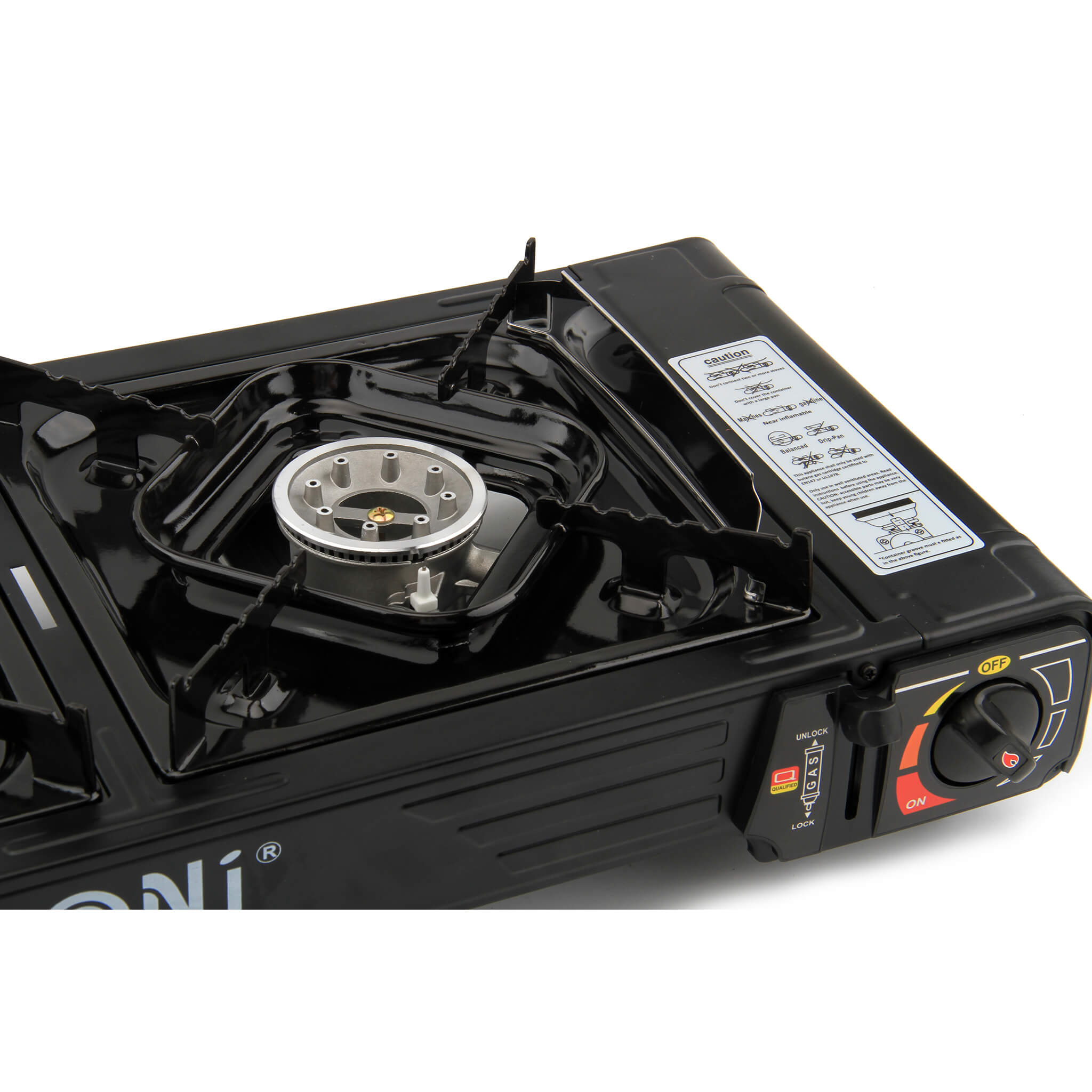 Portable gas stove with adjustable control dial 