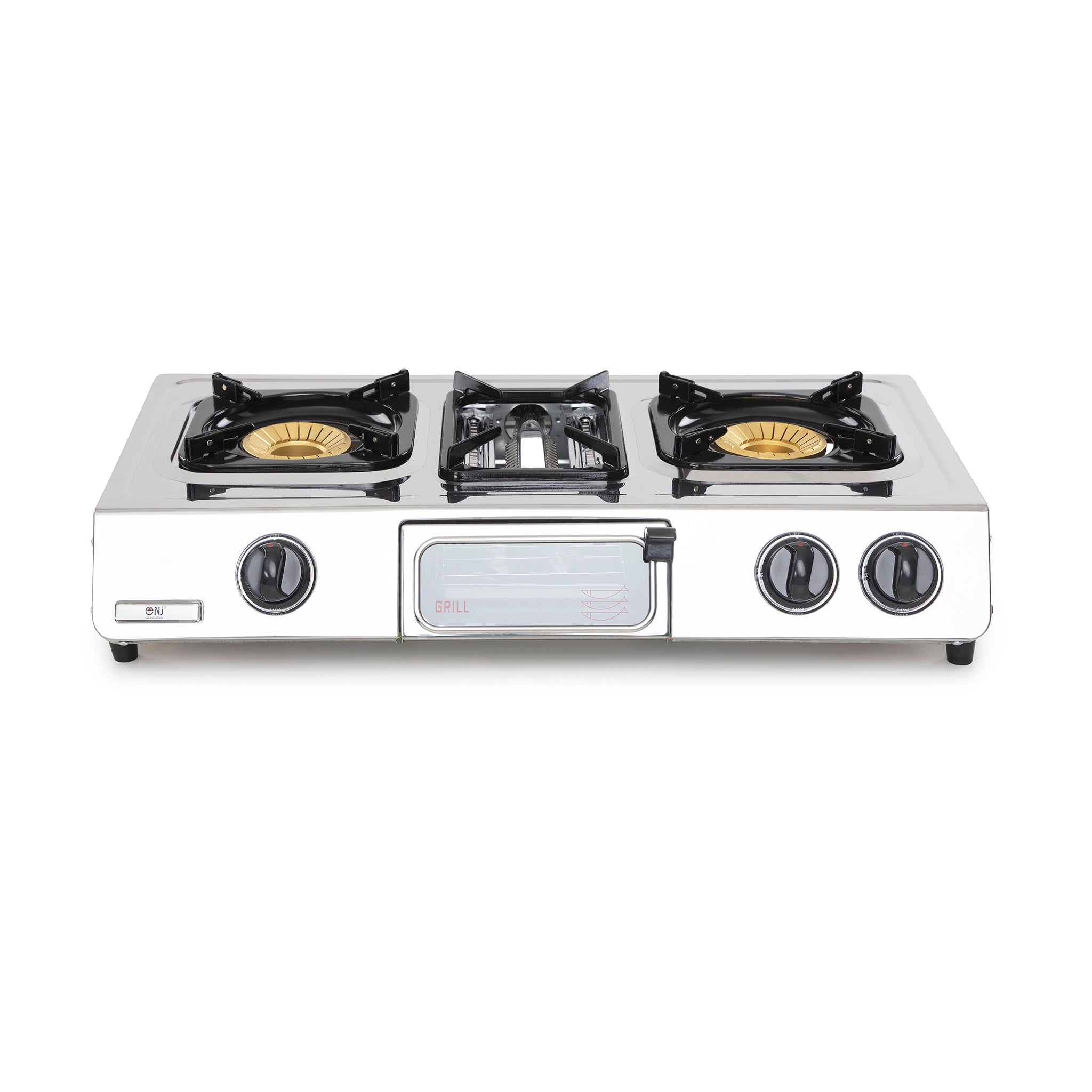 Outdoor Camping Three-burner gas stove on a white background
