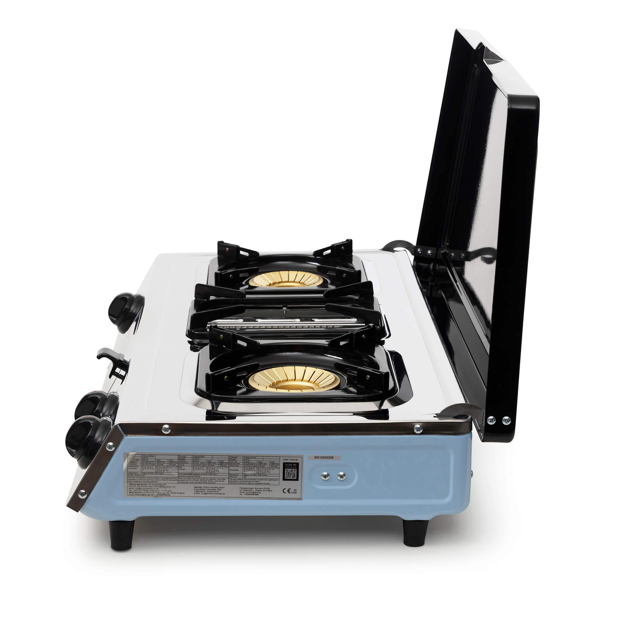 Portable gas stove with three burners CE