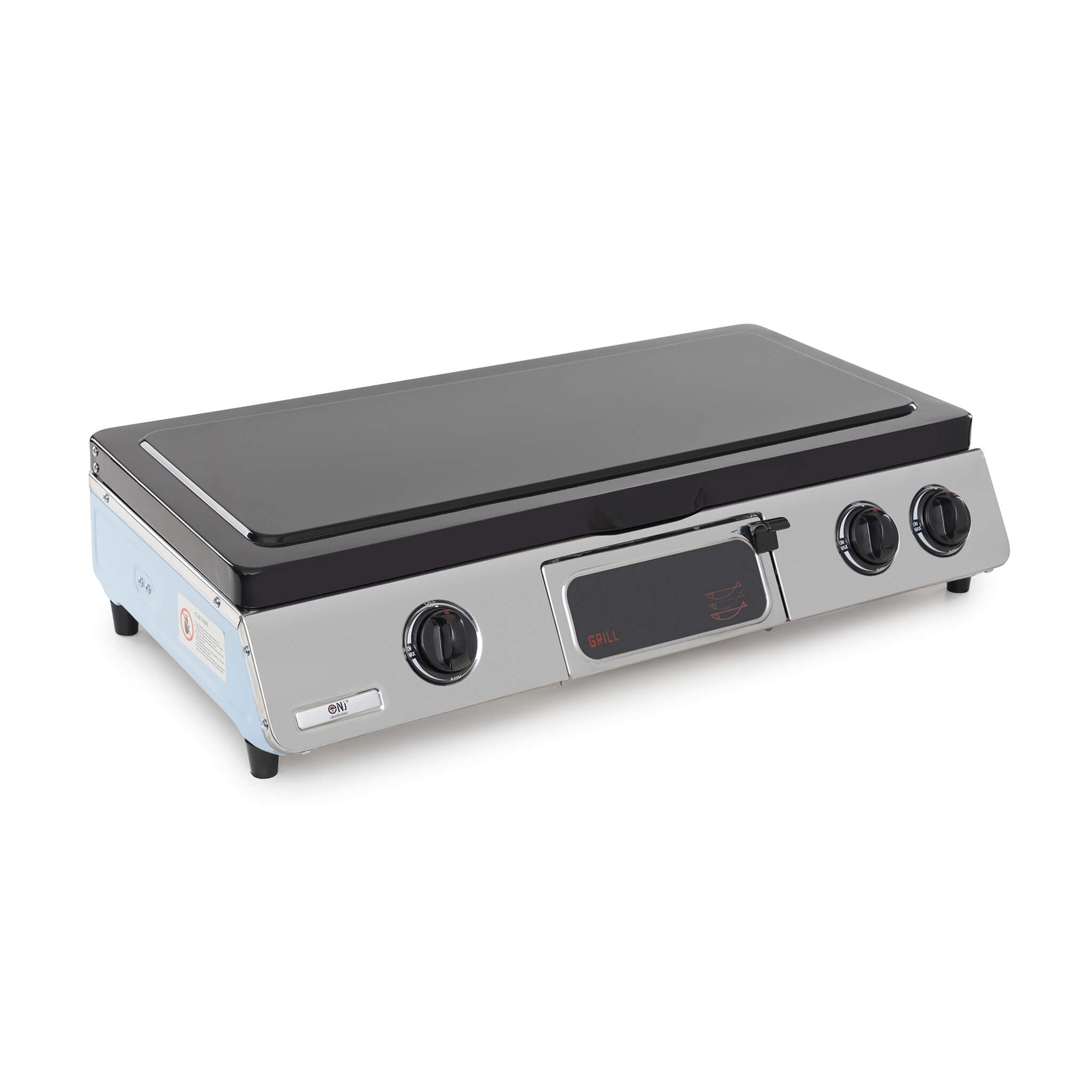 portable outdoor gas stove with closed black lid