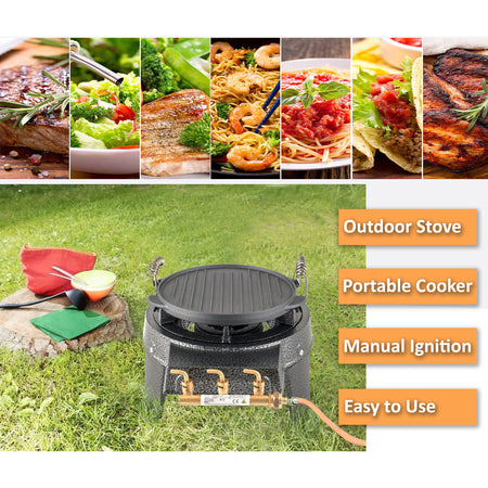 NJ GB-17 Cast Iron Triple Ring Burner 9 kW Portable Outdoor Gas Stove