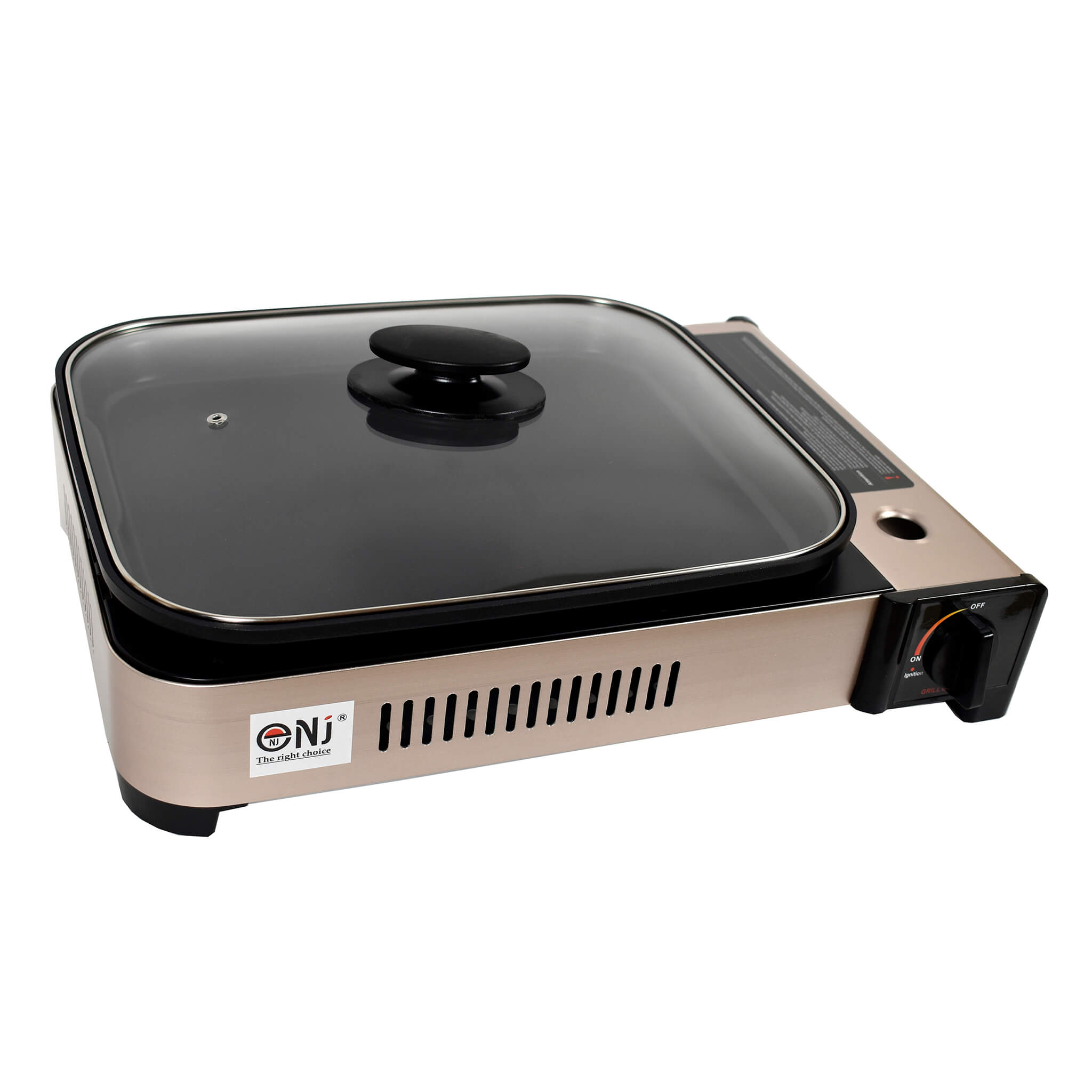 Portable gas cooktop with glass lid for outdoor use