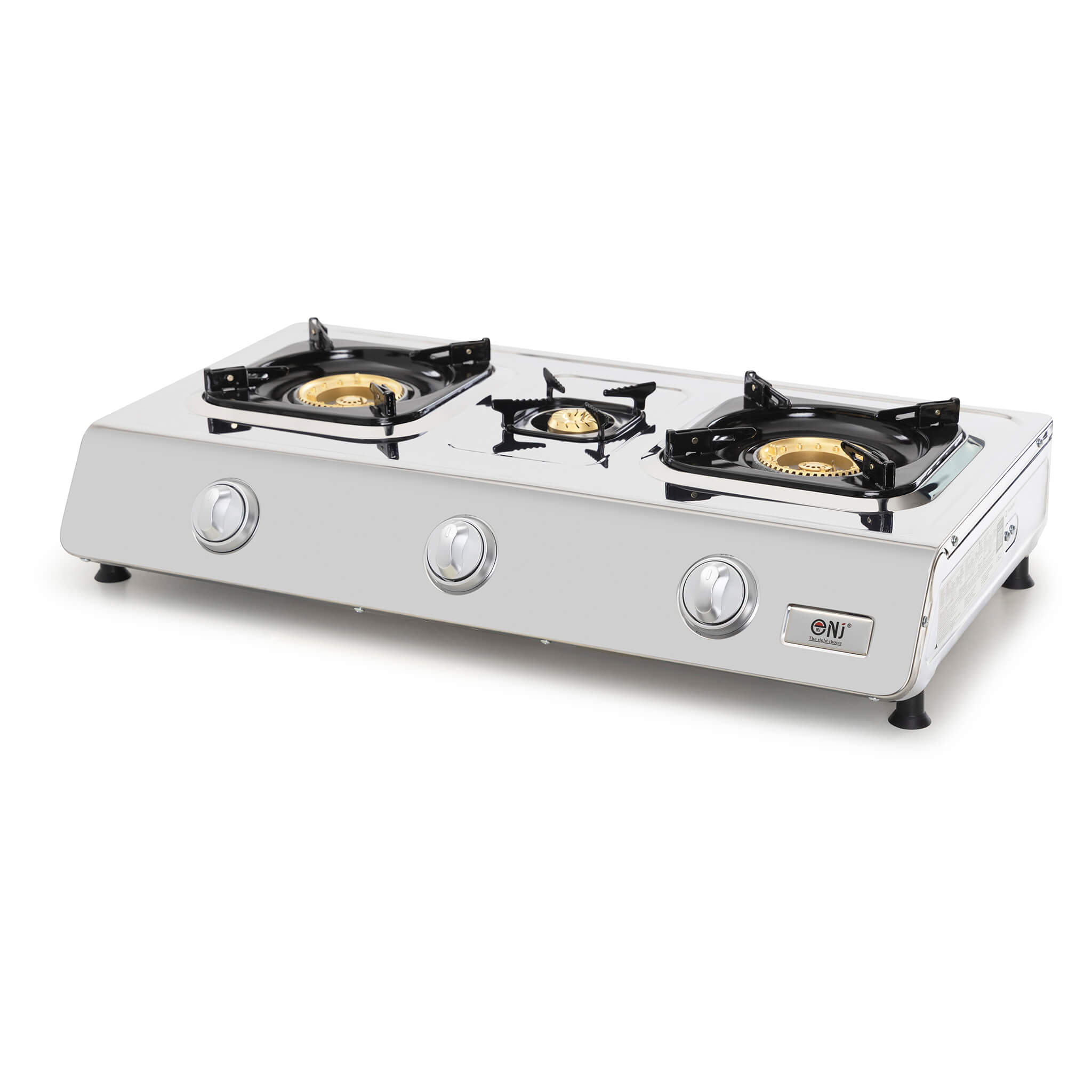 3-burner gas stove on a white background