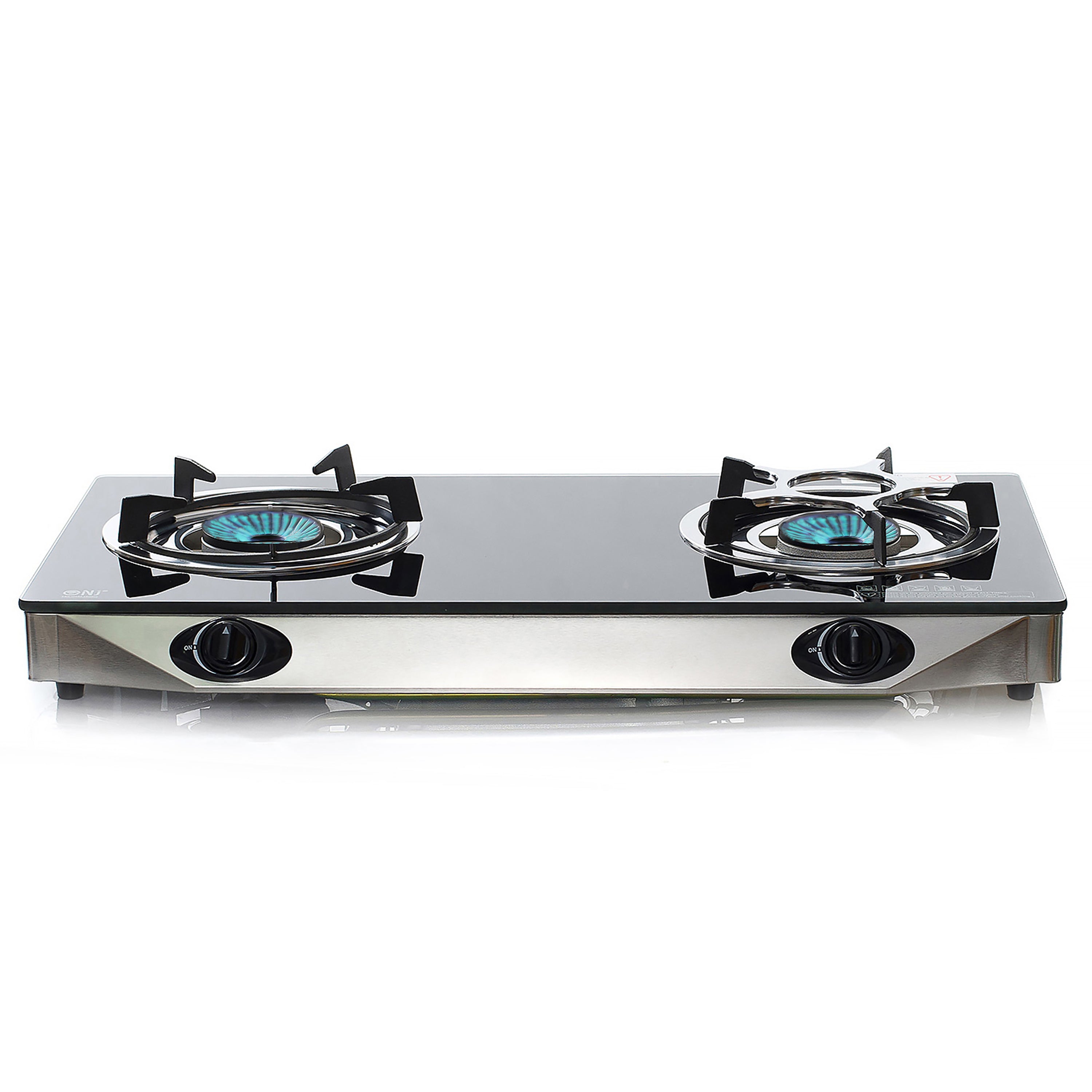 Gas stove with two burners on a white background