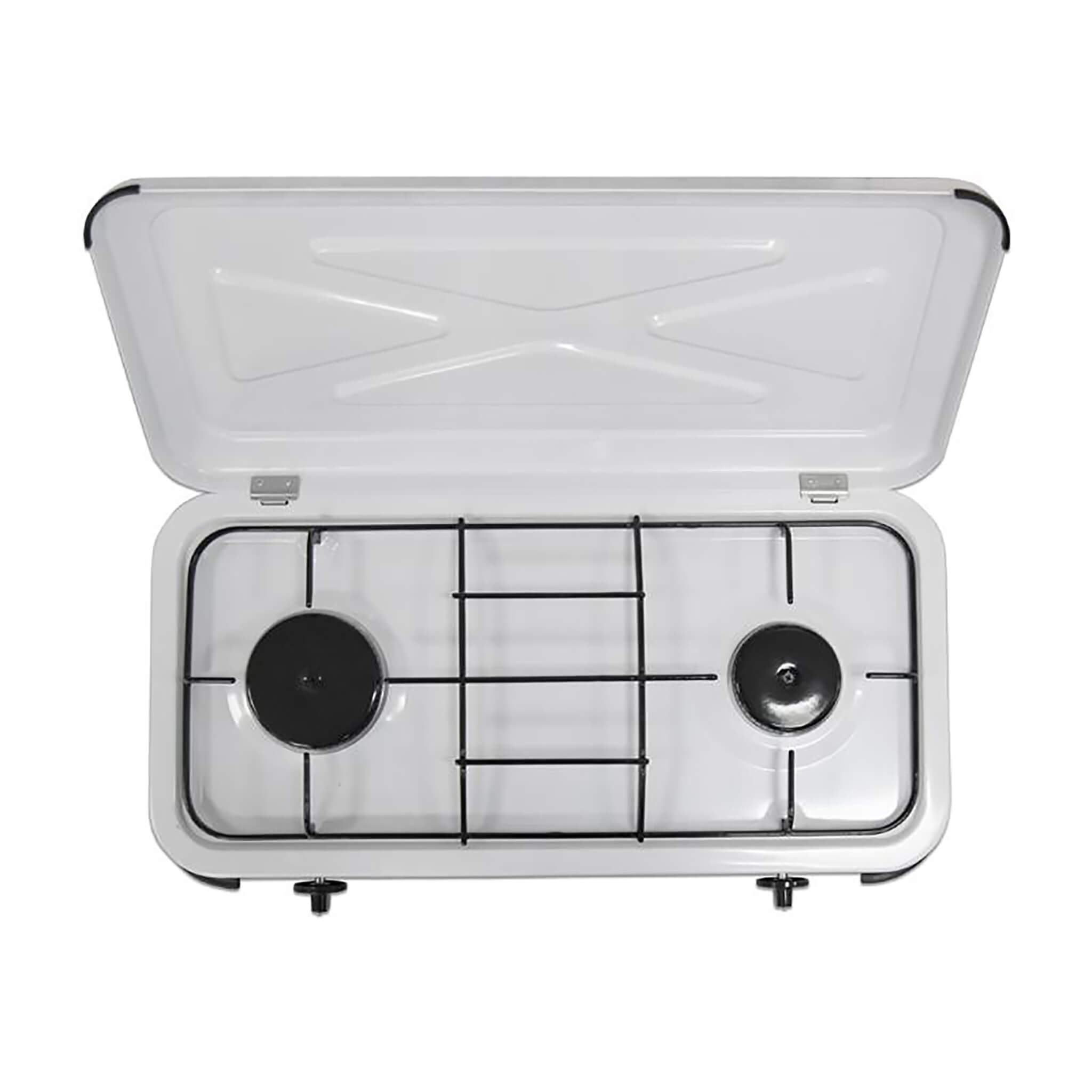 NJ-02 top view of enamel camping gas hob