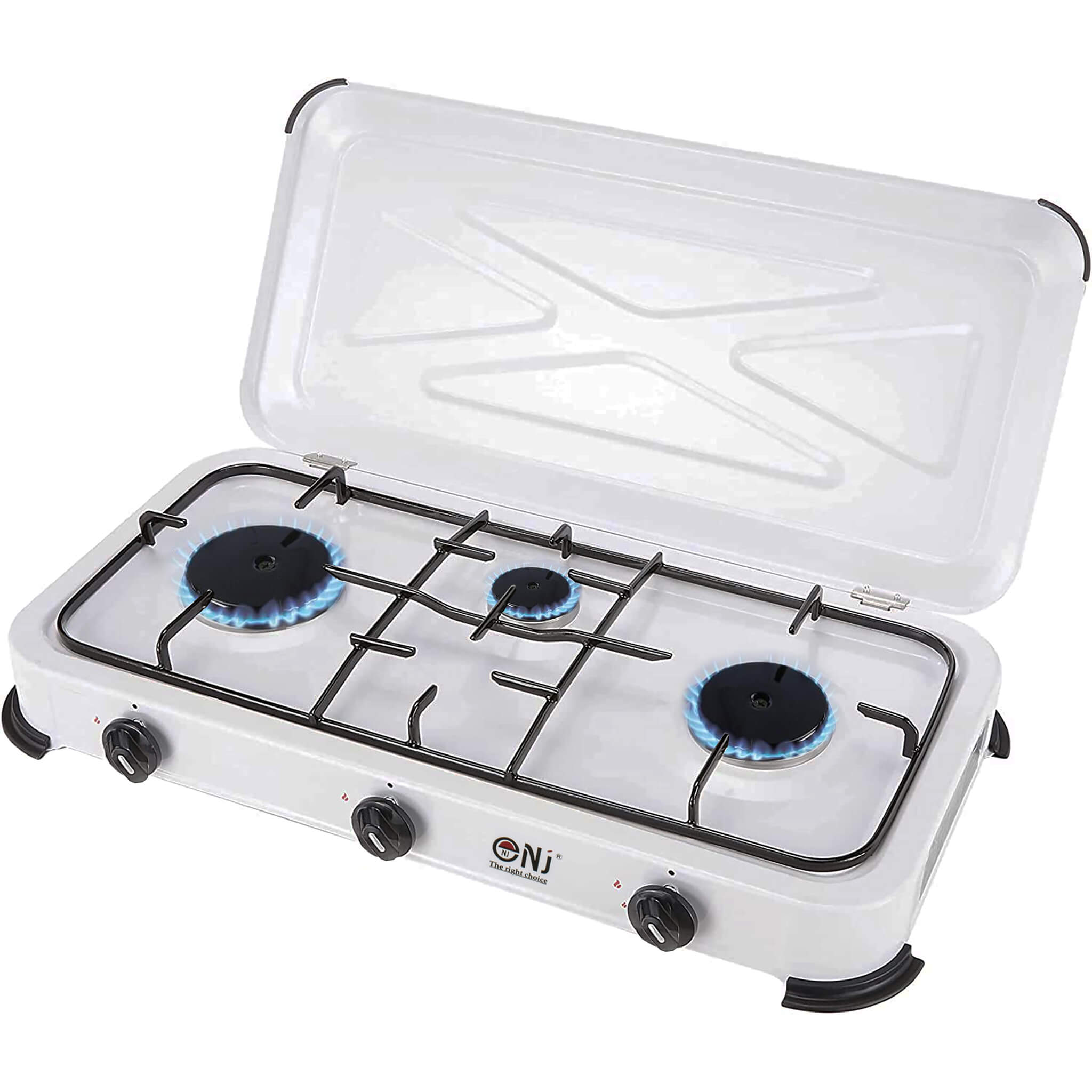 3 burner camping gas stove with lid