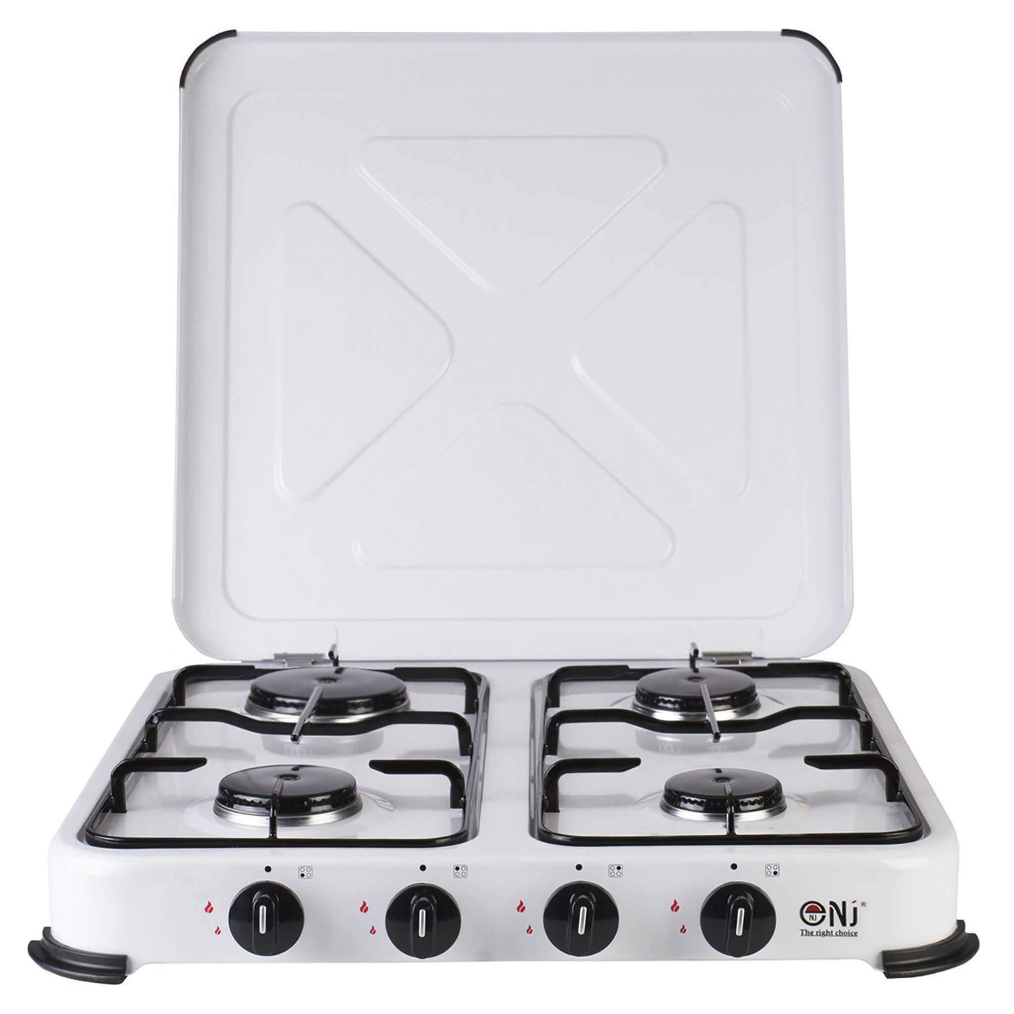 Portable gas stove with four burners for outdoor use