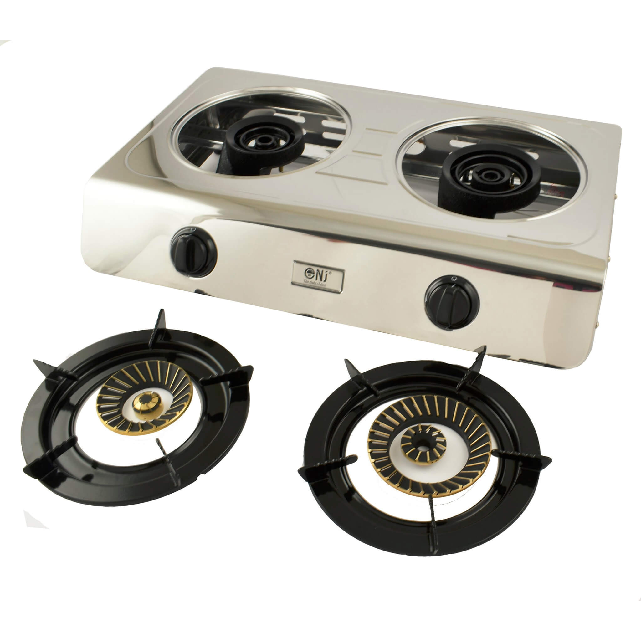 Stainless steel gas stove with removable pan support