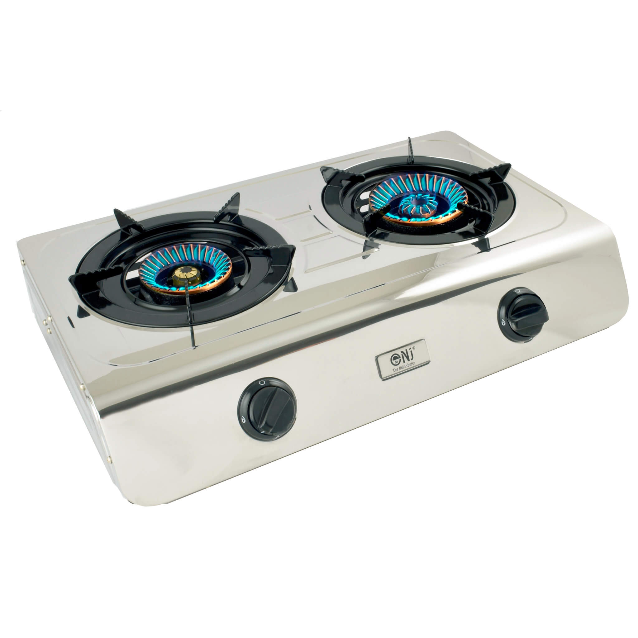 Stainless steel double-burner gas stove blue flame 