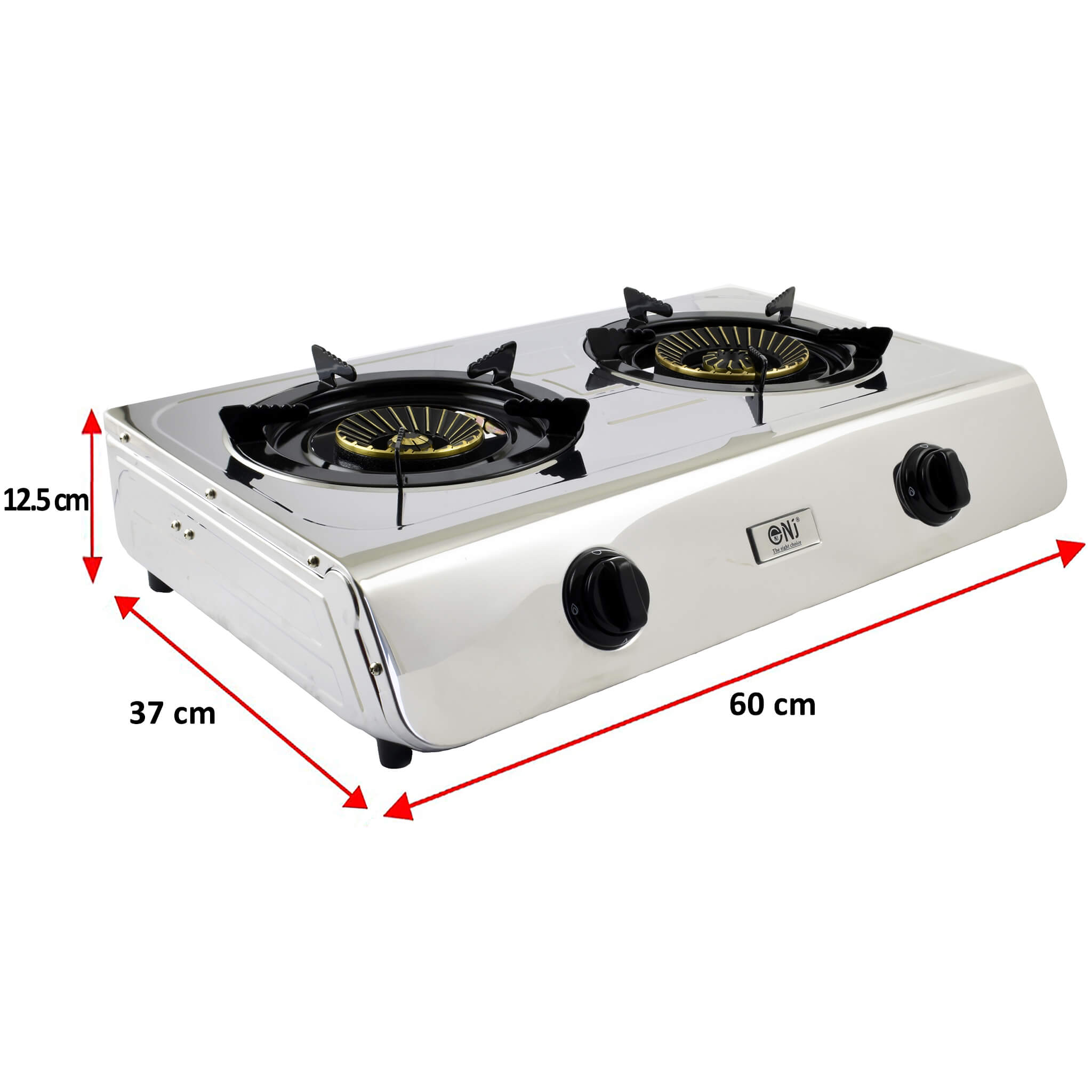 NJ-60SD Stainless steel gas stove with dimensions