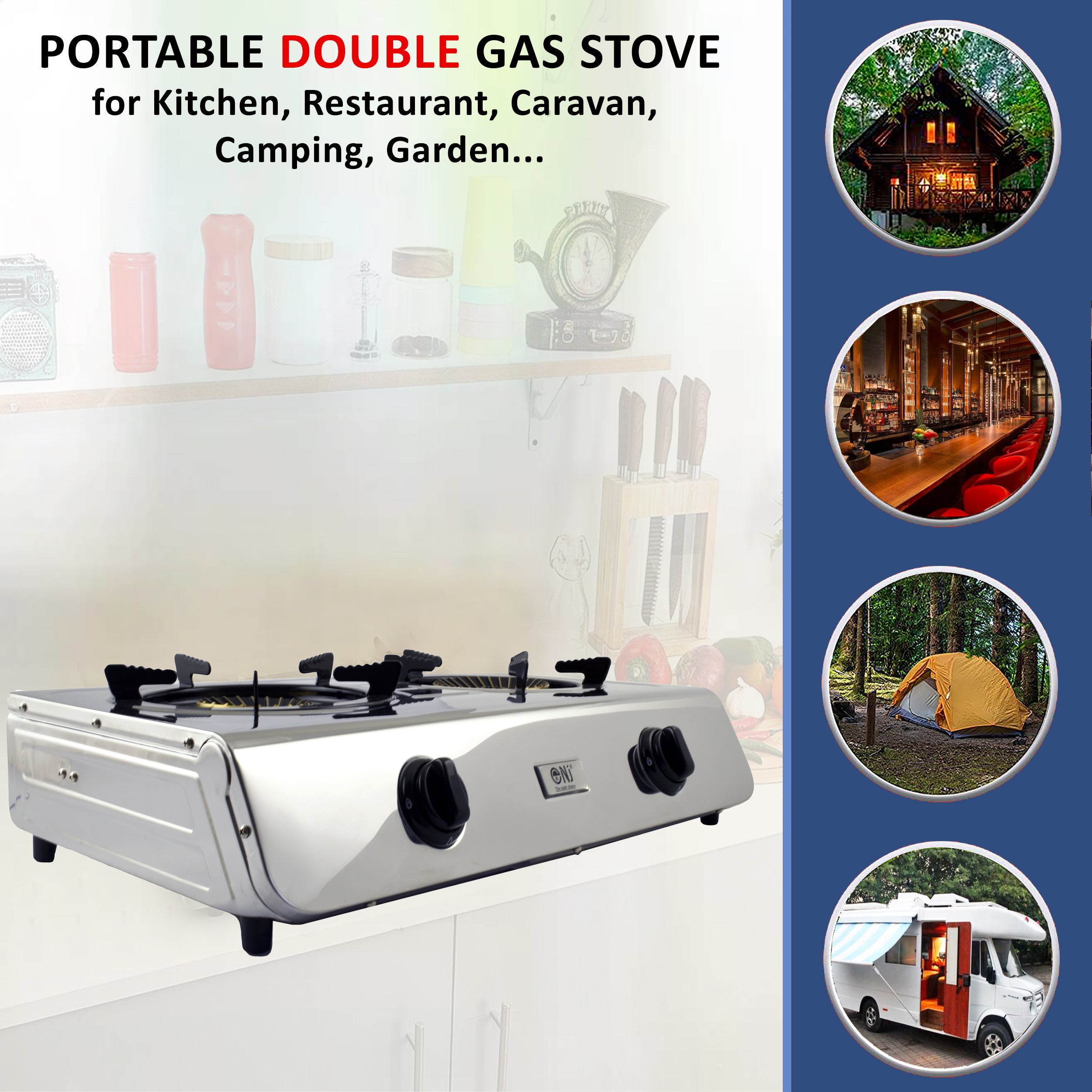 Portable Indoor Gas Stove 1 Burner Cooktop LPG Stainless Steel Cooker  NJ-100SD