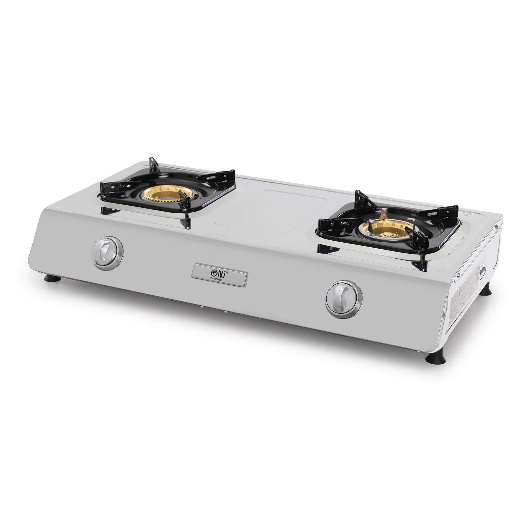 Portable gas stove with two burners for indoor and outdoor use