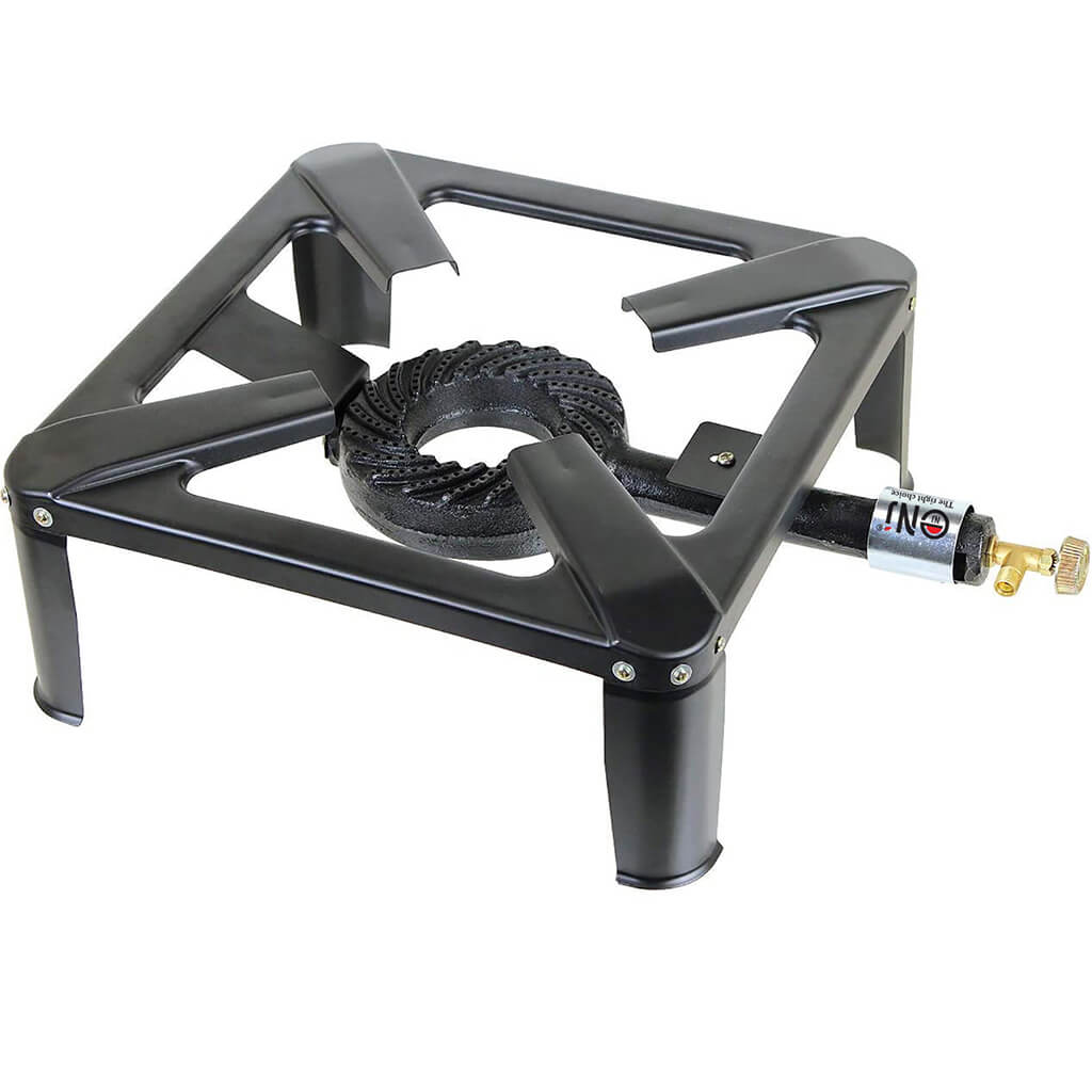 Black portable gas stove - durable, stable, and ideal for large pots and fast cooking