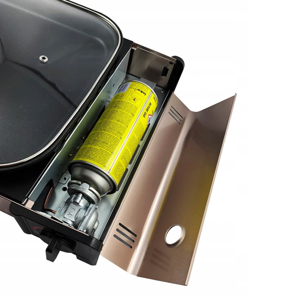 Gas canister inside a portable stove