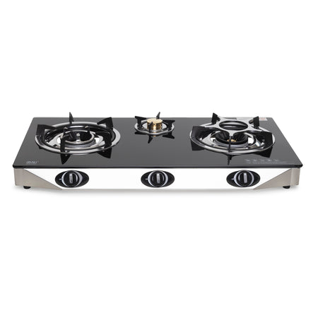 Three-burner camping gas stove for indoor and outdoor use