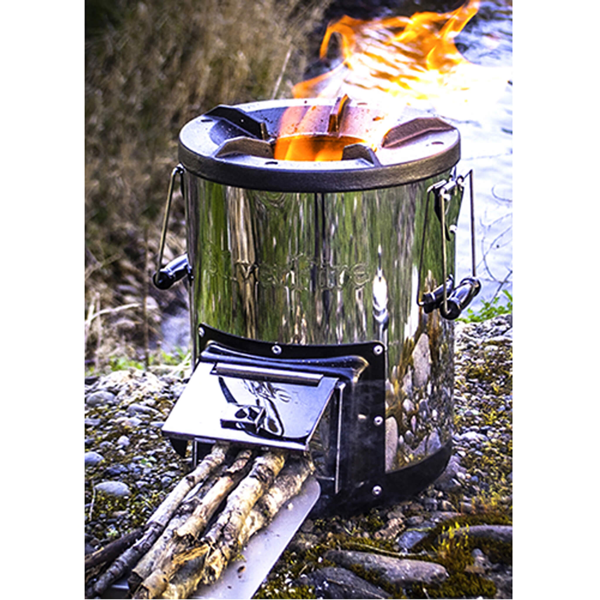 Portable stove with firewood Stainless Steel Camping & Survival