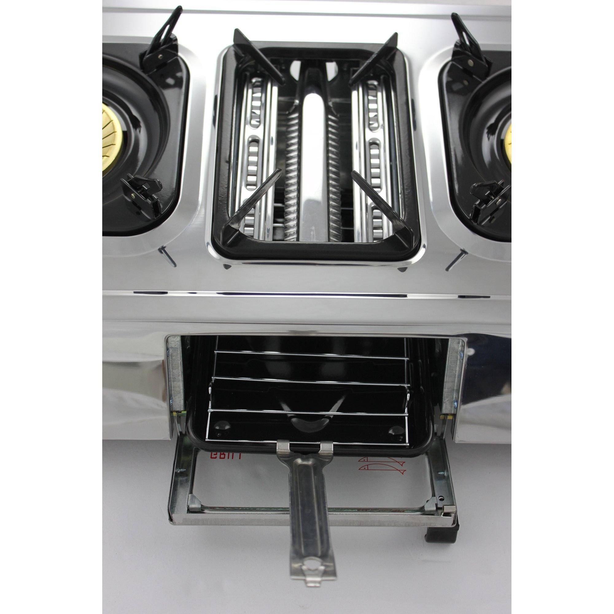 NJ GC-87 Gas Stove 3 Burners with Grill Toast and Oven