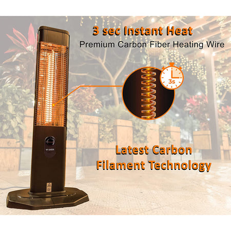 Electric Infrared Heater - IP44 Waterproof Carbon for Outdoor Indoor Use 2000W Luxeva