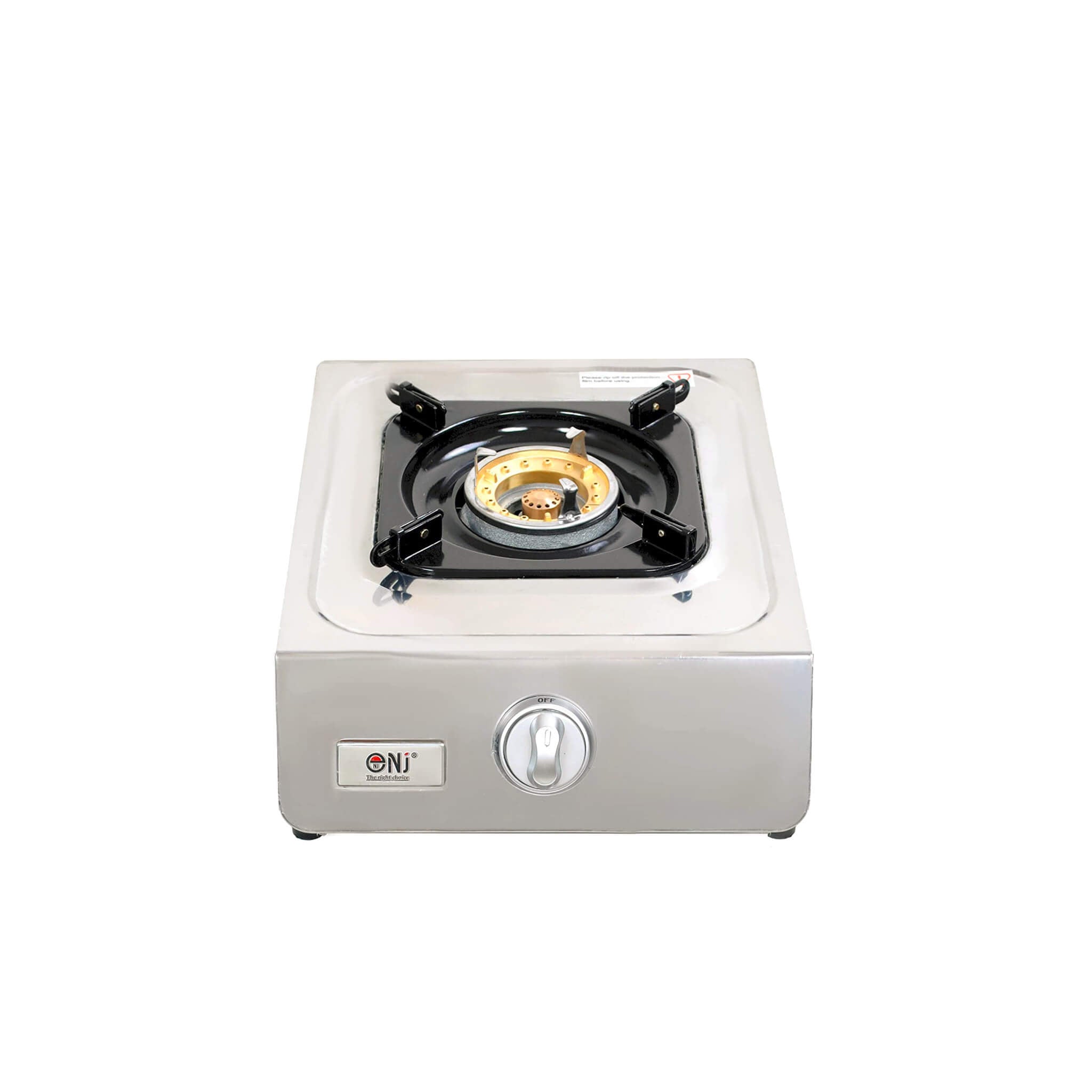 Single-burner gas stove on a white background
