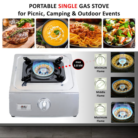 NJ NGB-100 Portable Camping Gas Stove 1 burner Stainless Steel Cooker