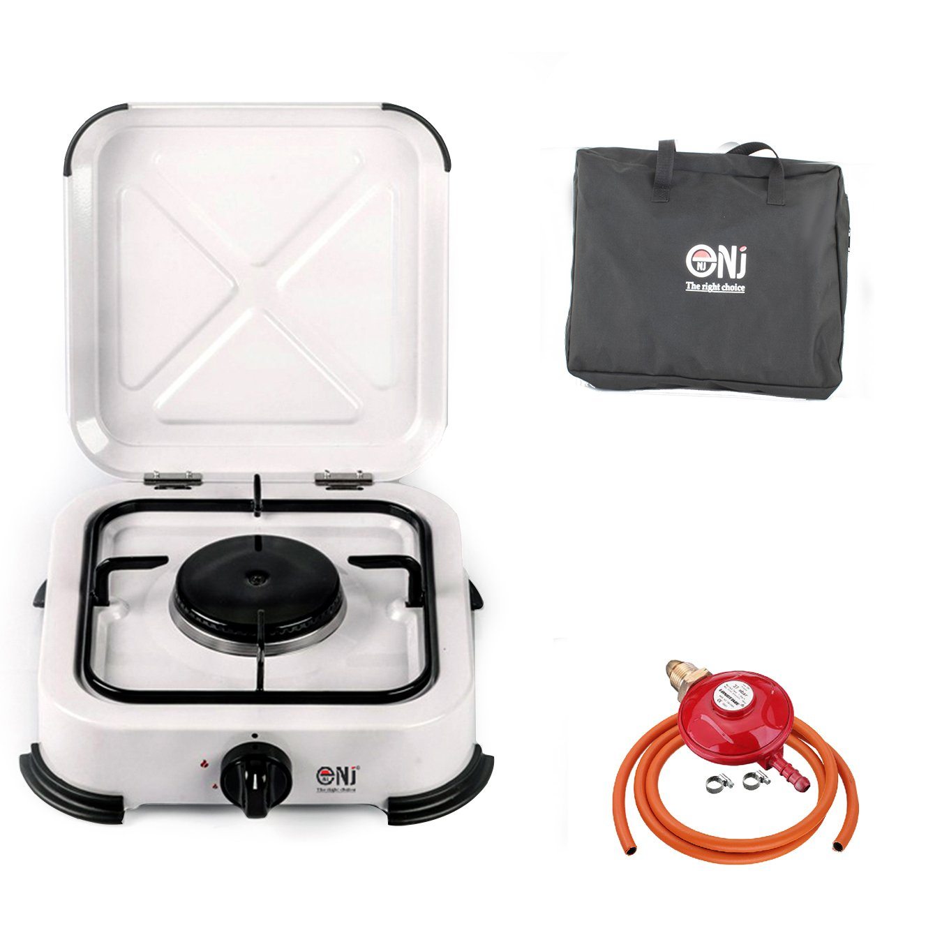 NJ-01 Portable 1 Burner Gas Stove with carry bag and propane regulator set