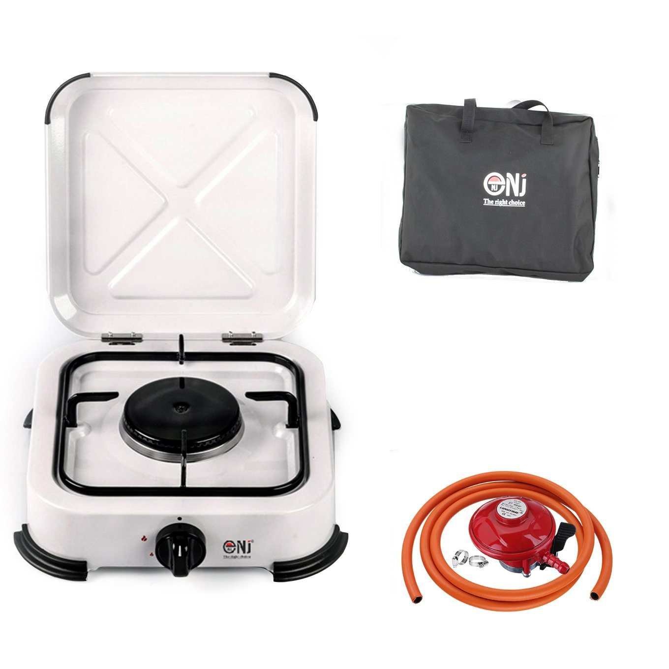 NJ-01 Portable 1 Burner Gas Stove with carry bag and propane regulator set
