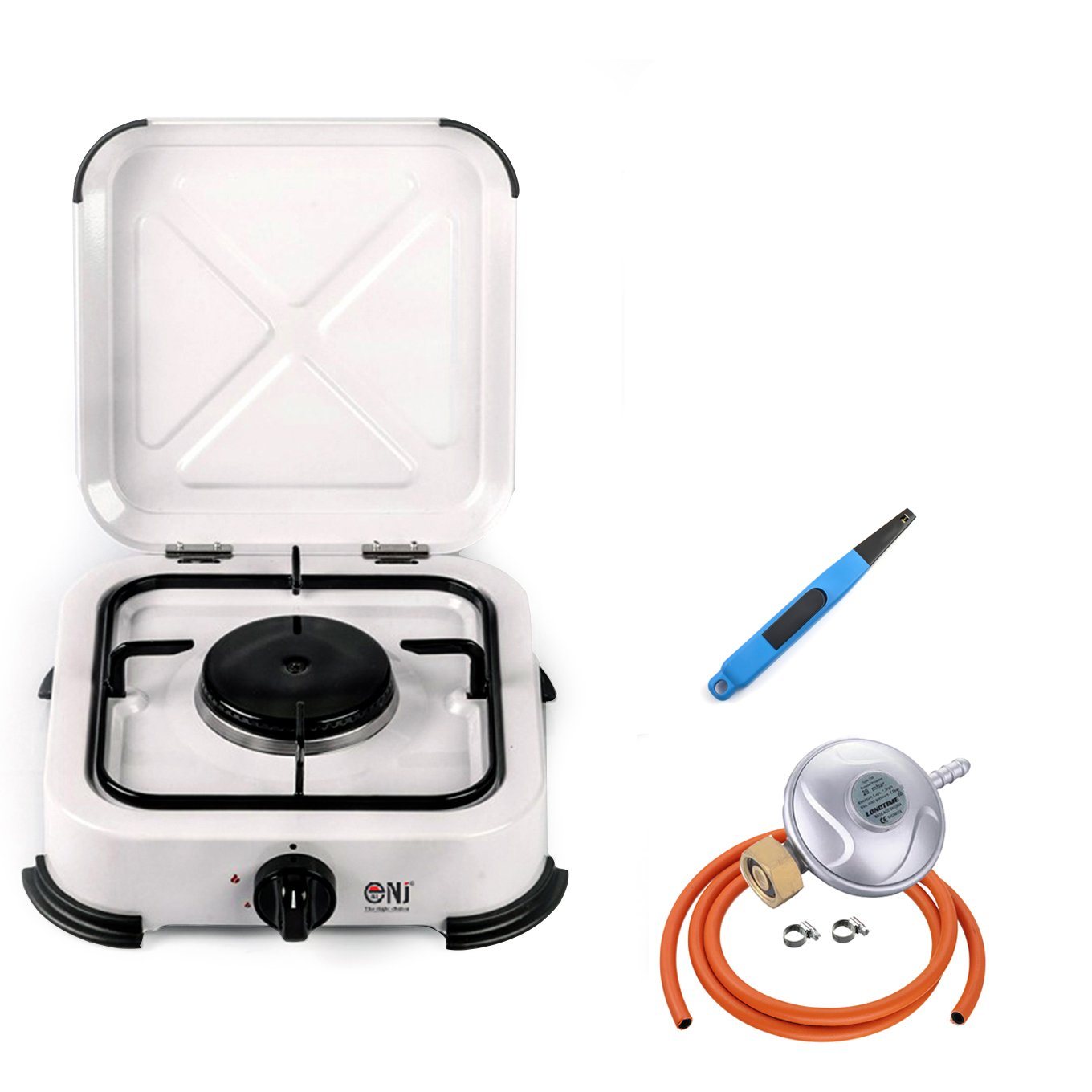 NJ-01 Portable 1 Burner Gas Stove with piezo lighter and butane regulator set