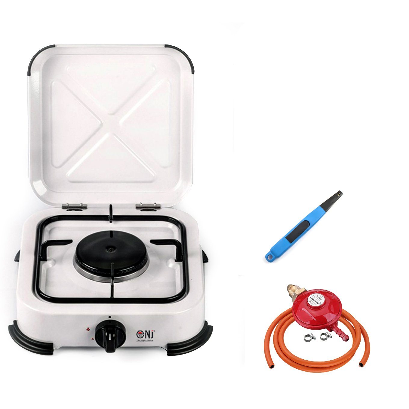 NJ-01 Portable 1 Burner Gas Stove with piezo lighter and propane regulator set