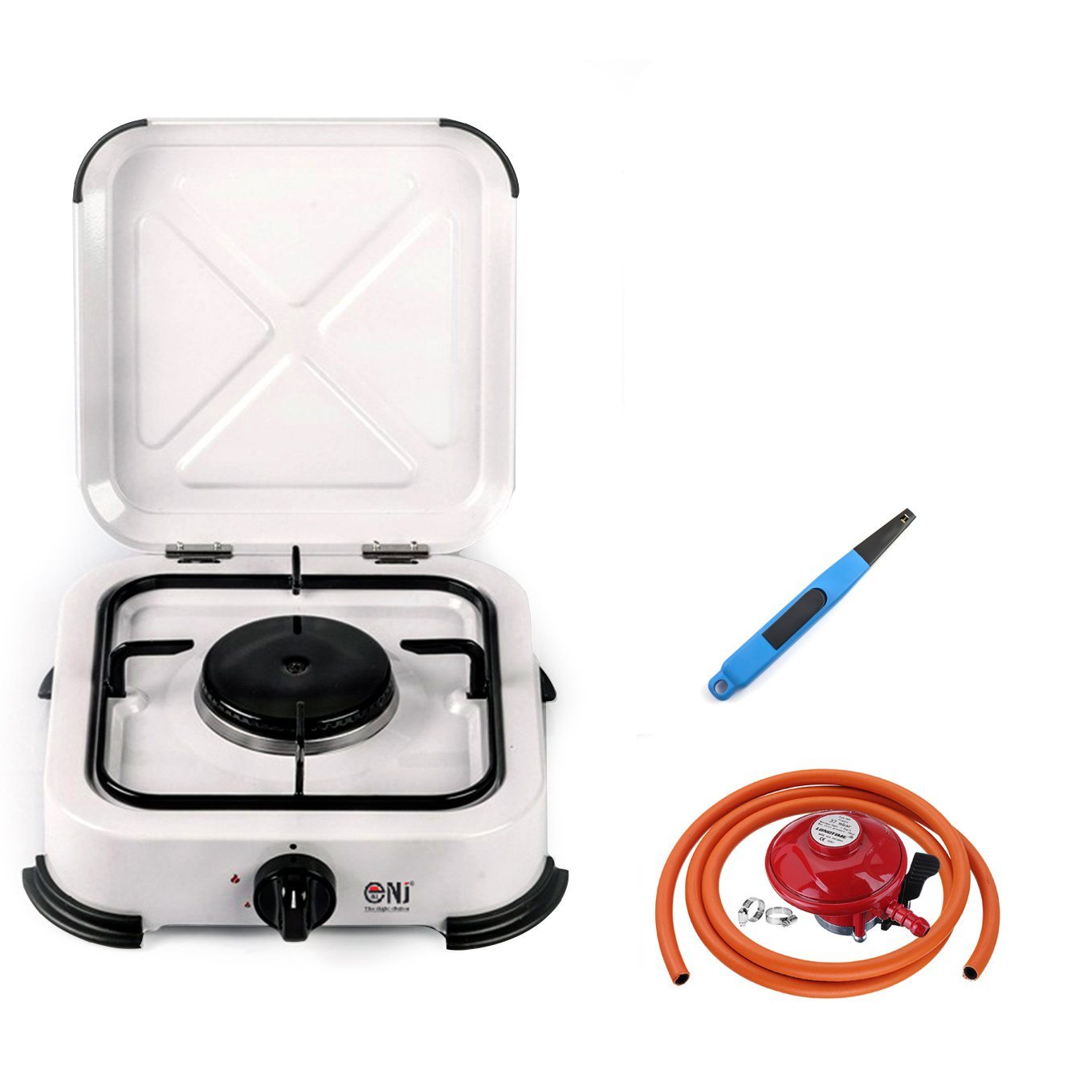 NJ-01 Portable 1 Burner Gas Stove with piezo lighter and propane regulator set