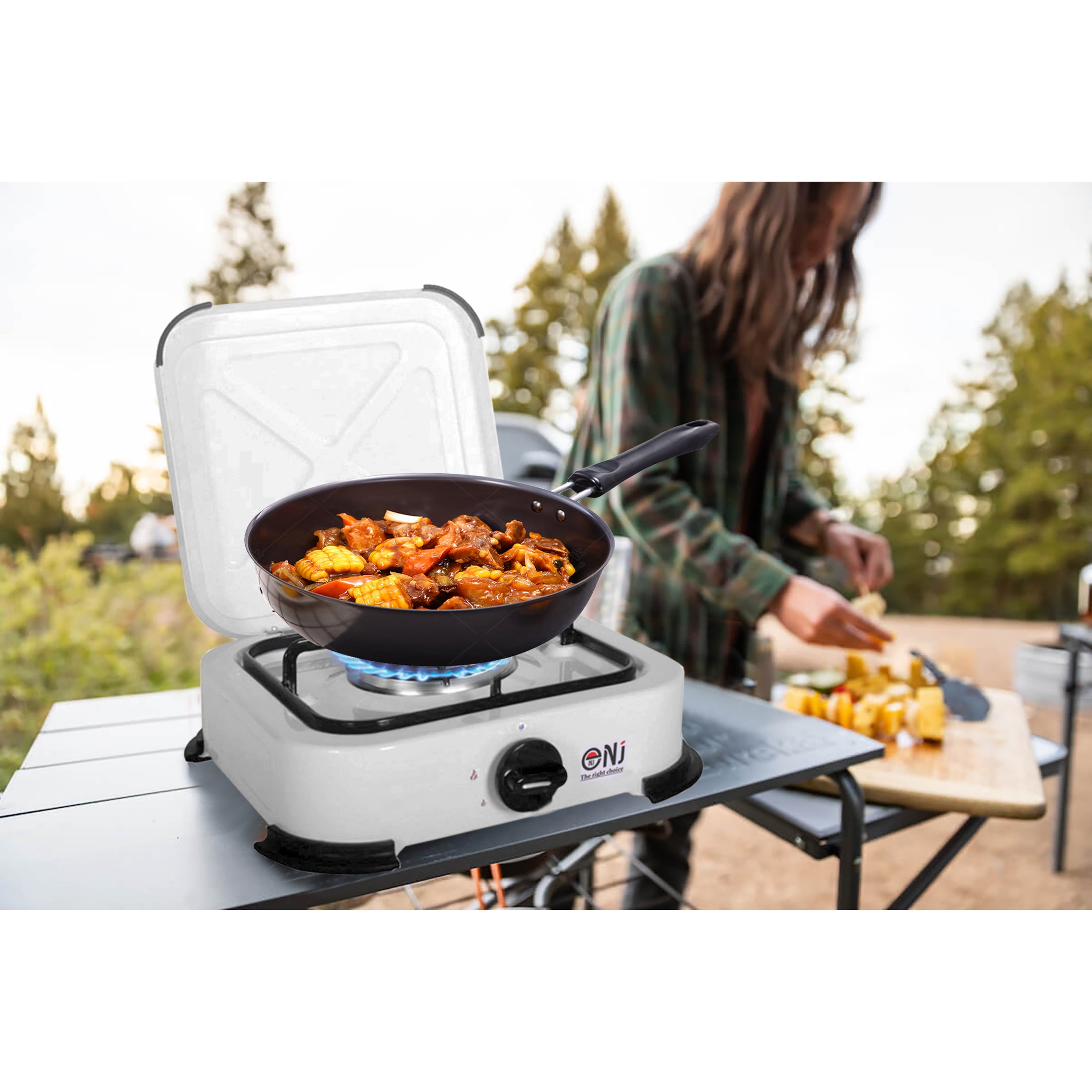 NJ 153 Portable Gas Stove Single Burner Camping Cooker Outdoor with Carry  Bag and Case 