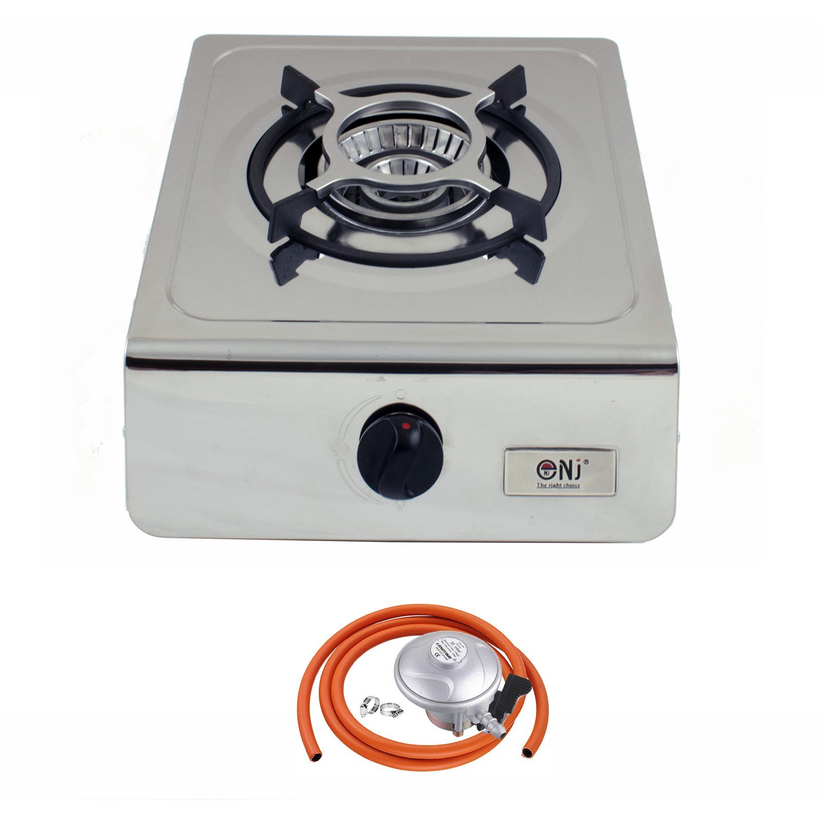 NJ-100 Portable Stainless Steel Gas Stove 1 Burner with Butane Regulator Set