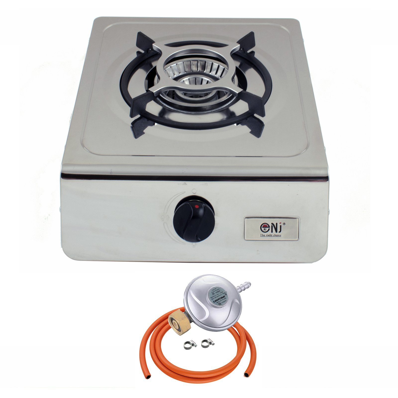 NJ-100 Portable Stainless Steel Gas Stove 1 Burner with Butane Regulator Set