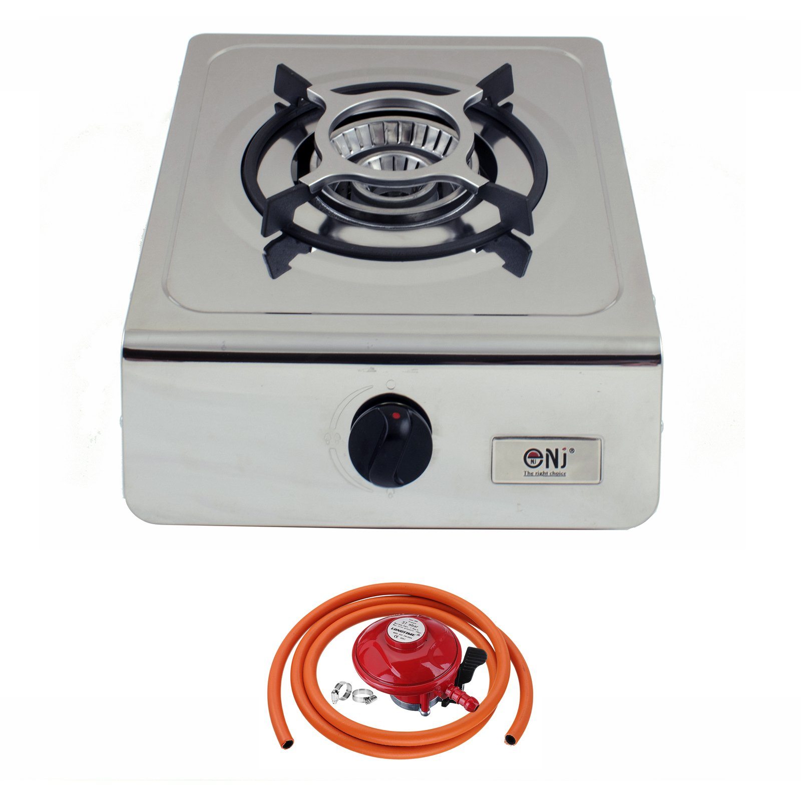 NJ-100 Portable Stainless Steel Gas Stove 1 Burner with Propane Regulator Set