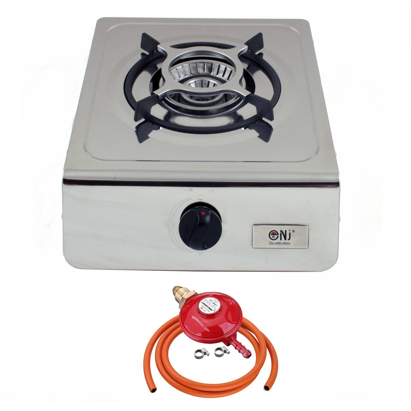 NJ-100 Portable Stainless Steel Gas Stove 1 Burner with Propane Regulator Set