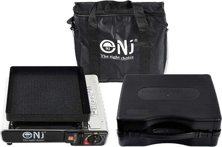 NJ-500+GRILL Portable Camping Gas Stove Single Burner Stainless Steel Grill Plate Outdoor