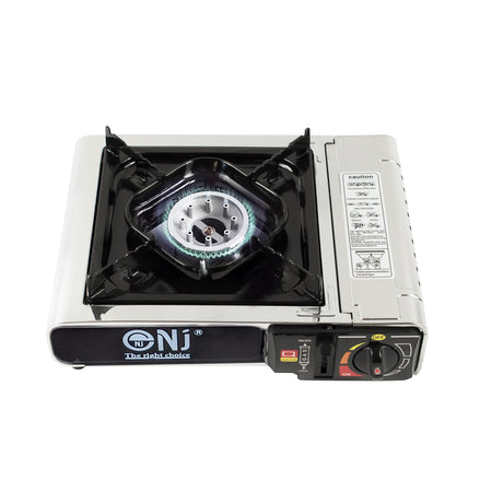 NJ-500+GRILL Portable Camping Gas Stove Single Burner Stainless Steel Grill Plate Outdoor